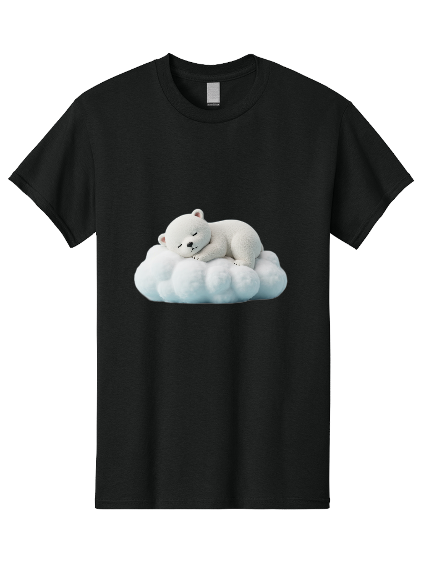 Sleeping-Polar-Bear Men'S Graphic Tee, 100% Cotton, Comfortable Casual Summer Wear, Machine Washable, Cute Polar Bear, Sleeping On Fluffy Cloud, Serene Scene, Adorable Animal, Peaceful Slumber, Tranquil Atmosphere, Digital Art, 3D Rendering Bae752