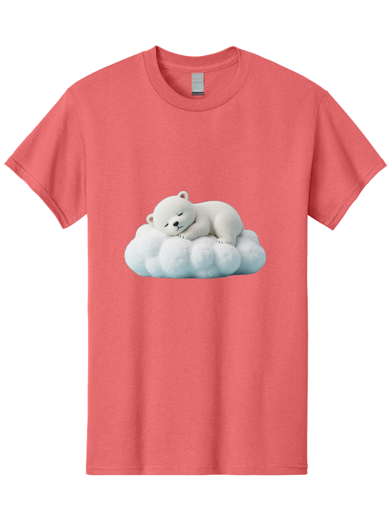 Sleeping-Polar-Bear Men'S Graphic Tee, 100% Cotton, Comfortable Casual Summer Wear, Machine Washable, Cute Polar Bear, Sleeping On Fluffy Cloud, Serene Scene, Adorable Animal, Peaceful Slumber, Tranquil Atmosphere, Digital Art, 3D Rendering Bae752