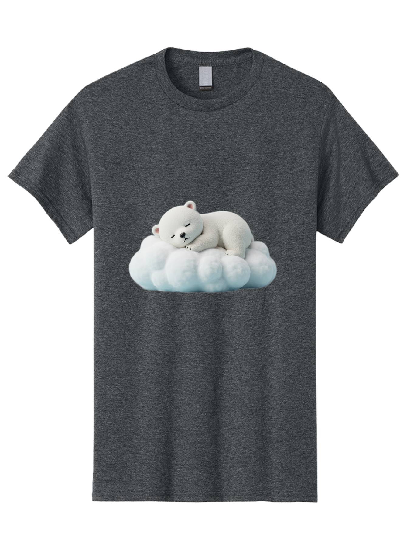 Sleeping-Polar-Bear Men'S Graphic Tee, 100% Cotton, Comfortable Casual Summer Wear, Machine Washable, Cute Polar Bear, Sleeping On Fluffy Cloud, Serene Scene, Adorable Animal, Peaceful Slumber, Tranquil Atmosphere, Digital Art, 3D Rendering Bae752