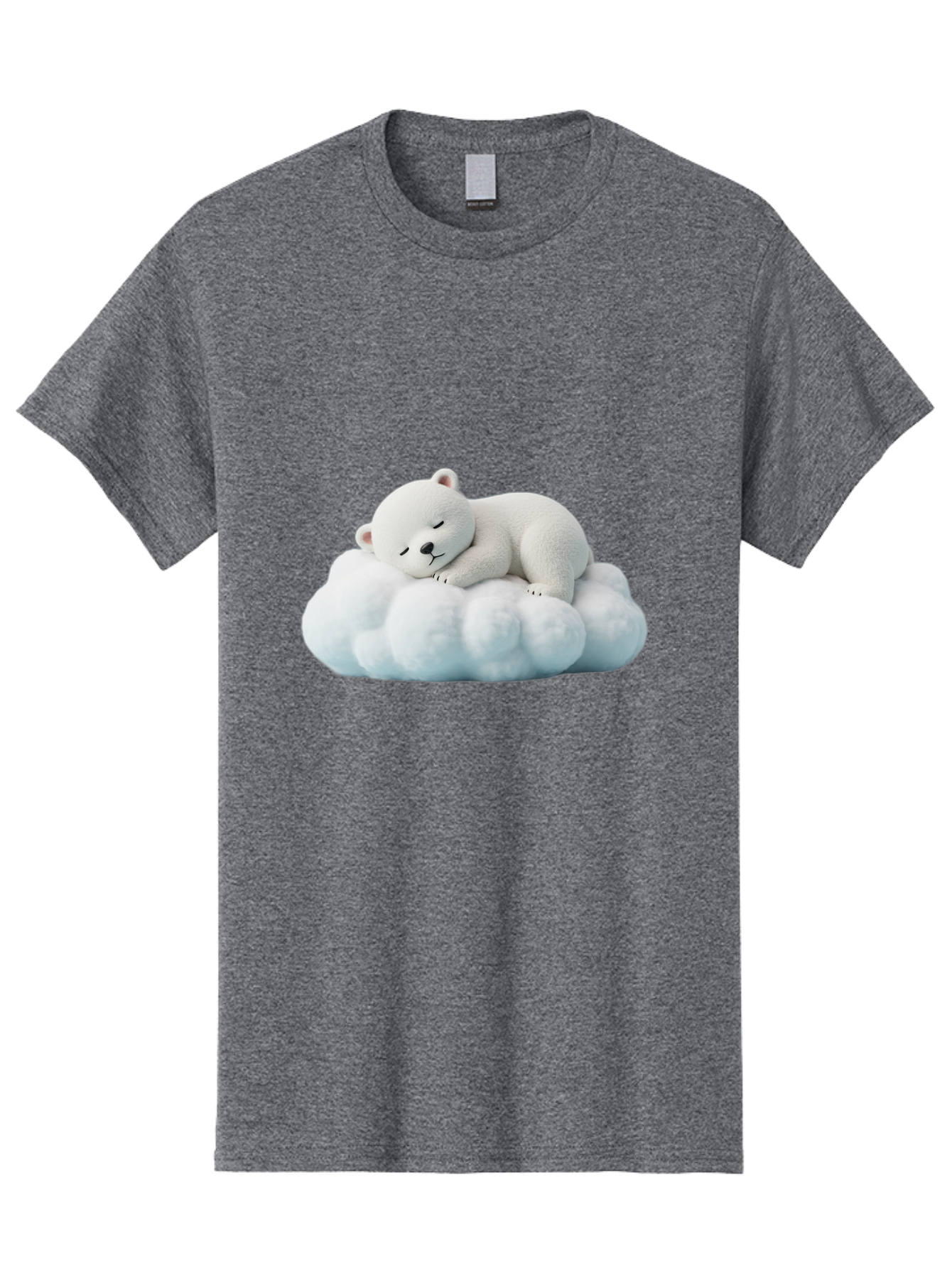 Sleeping-Polar-Bear Men'S Graphic Tee, 100% Cotton, Comfortable Casual Summer Wear, Machine Washable, Cute Polar Bear, Sleeping On Fluffy Cloud, Serene Scene, Adorable Animal, Peaceful Slumber, Tranquil Atmosphere, Digital Art, 3D Rendering Bae752
