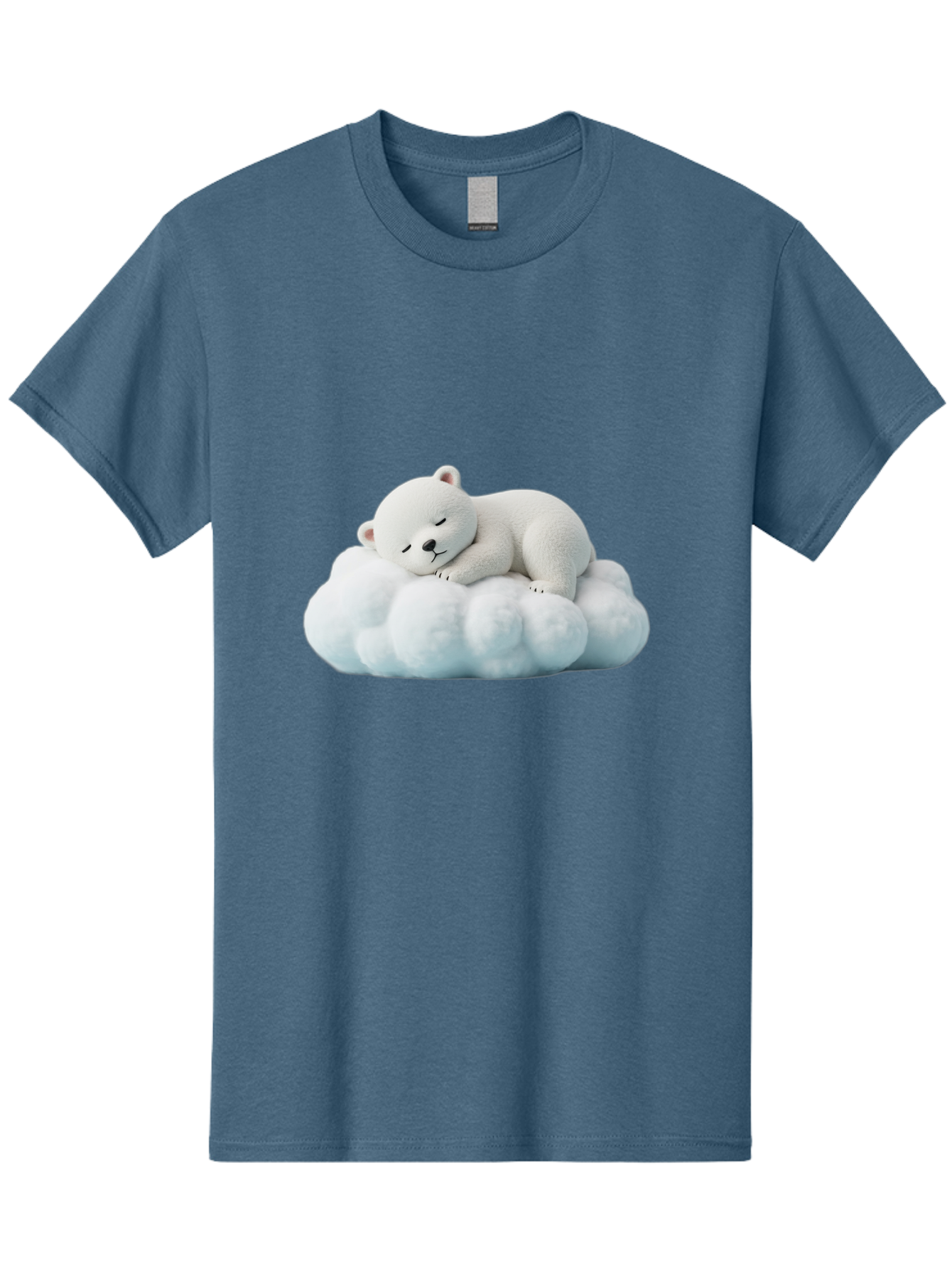 Sleeping-Polar-Bear Men'S Graphic Tee, 100% Cotton, Comfortable Casual Summer Wear, Machine Washable, Cute Polar Bear, Sleeping On Fluffy Cloud, Serene Scene, Adorable Animal, Peaceful Slumber, Tranquil Atmosphere, Digital Art, 3D Rendering Bae752