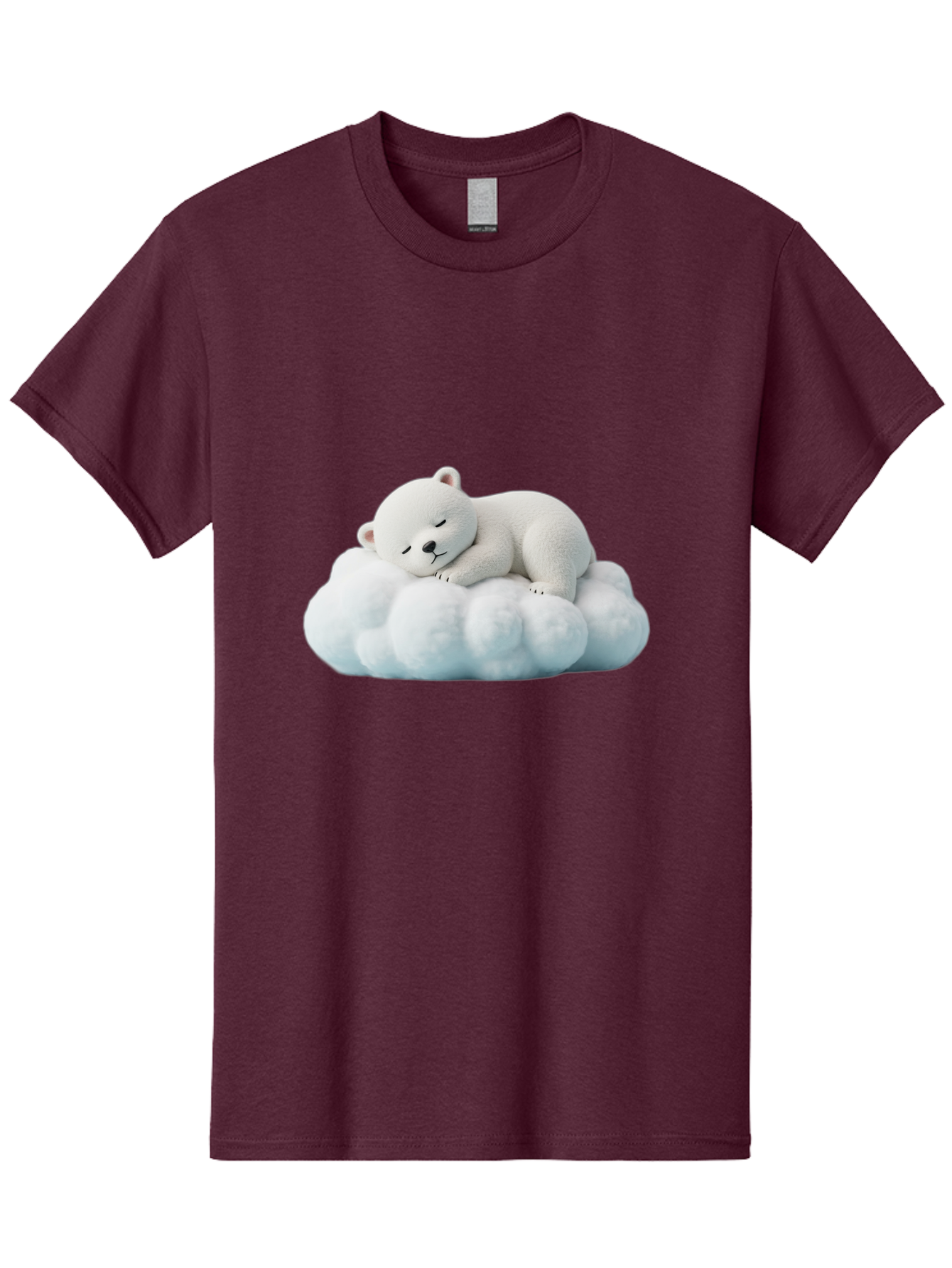 Sleeping-Polar-Bear Men'S Graphic Tee, 100% Cotton, Comfortable Casual Summer Wear, Machine Washable, Cute Polar Bear, Sleeping On Fluffy Cloud, Serene Scene, Adorable Animal, Peaceful Slumber, Tranquil Atmosphere, Digital Art, 3D Rendering Bae752