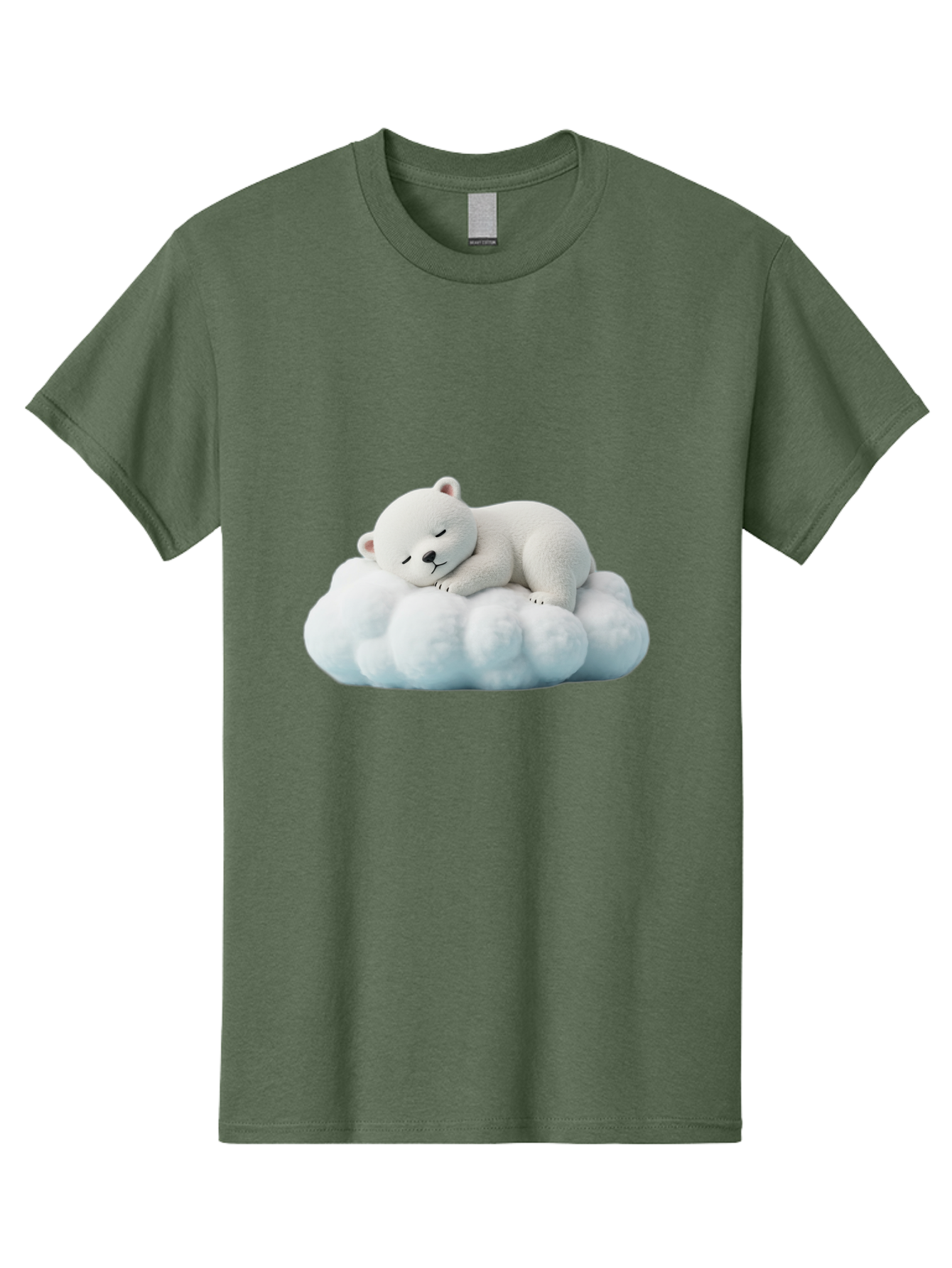 Sleeping-Polar-Bear Men'S Graphic Tee, 100% Cotton, Comfortable Casual Summer Wear, Machine Washable, Cute Polar Bear, Sleeping On Fluffy Cloud, Serene Scene, Adorable Animal, Peaceful Slumber, Tranquil Atmosphere, Digital Art, 3D Rendering Bae752