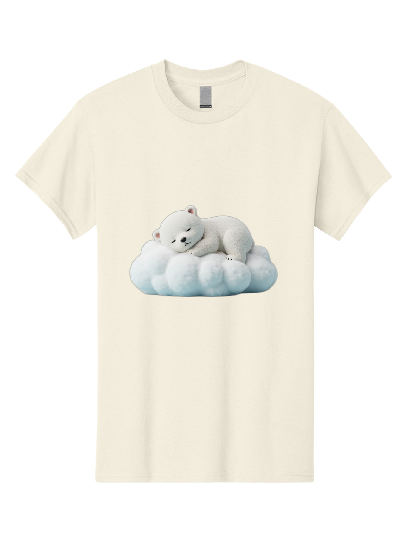 Sleeping-Polar-Bear Men'S Graphic Tee, 100% Cotton, Comfortable Casual Summer Wear, Machine Washable, Cute Polar Bear, Sleeping On Fluffy Cloud, Serene Scene, Adorable Animal, Peaceful Slumber, Tranquil Atmosphere, Digital Art, 3D Rendering Bae752