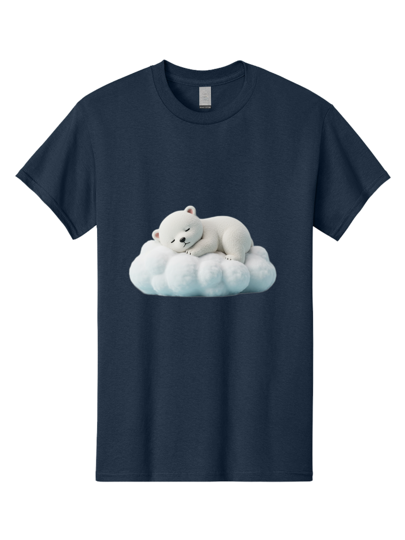 Sleeping-Polar-Bear Men'S Graphic Tee, 100% Cotton, Comfortable Casual Summer Wear, Machine Washable, Cute Polar Bear, Sleeping On Fluffy Cloud, Serene Scene, Adorable Animal, Peaceful Slumber, Tranquil Atmosphere, Digital Art, 3D Rendering Bae752