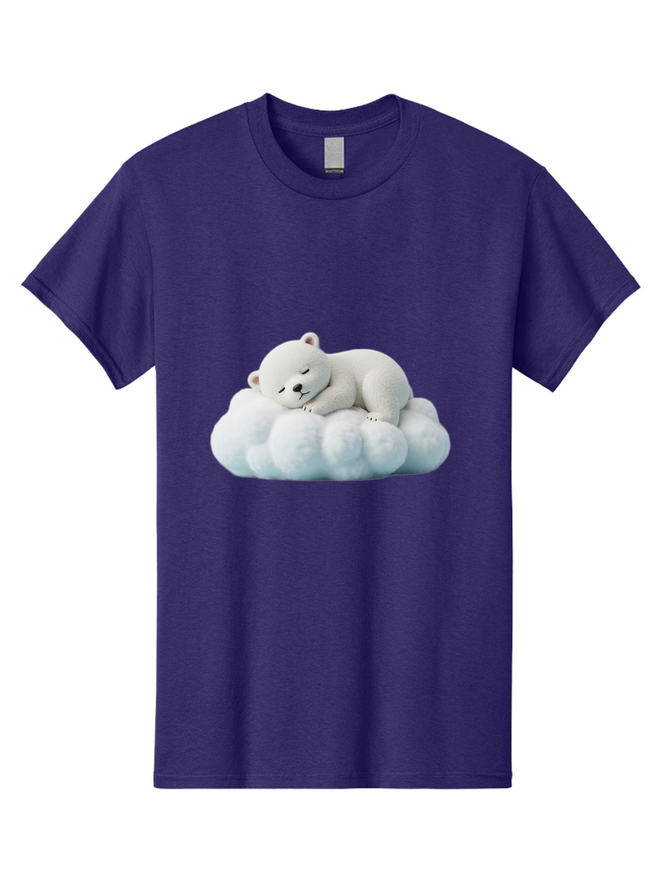 Sleeping-Polar-Bear Men'S Graphic Tee, 100% Cotton, Comfortable Casual Summer Wear, Machine Washable, Cute Polar Bear, Sleeping On Fluffy Cloud, Serene Scene, Adorable Animal, Peaceful Slumber, Tranquil Atmosphere, Digital Art, 3D Rendering Bae752