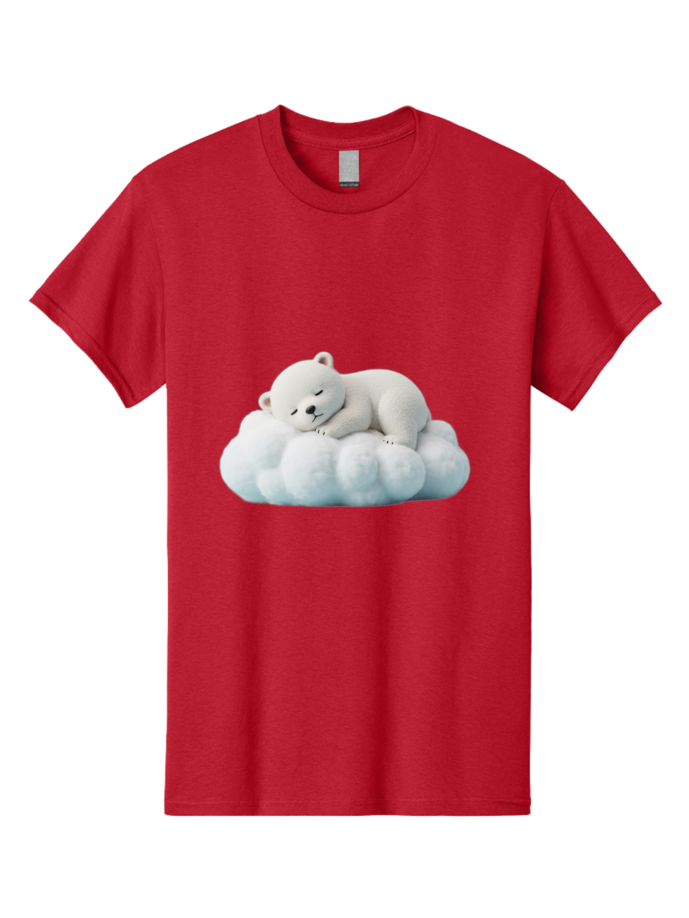 Sleeping-Polar-Bear Men'S Graphic Tee, 100% Cotton, Comfortable Casual Summer Wear, Machine Washable, Cute Polar Bear, Sleeping On Fluffy Cloud, Serene Scene, Adorable Animal, Peaceful Slumber, Tranquil Atmosphere, Digital Art, 3D Rendering Bae752