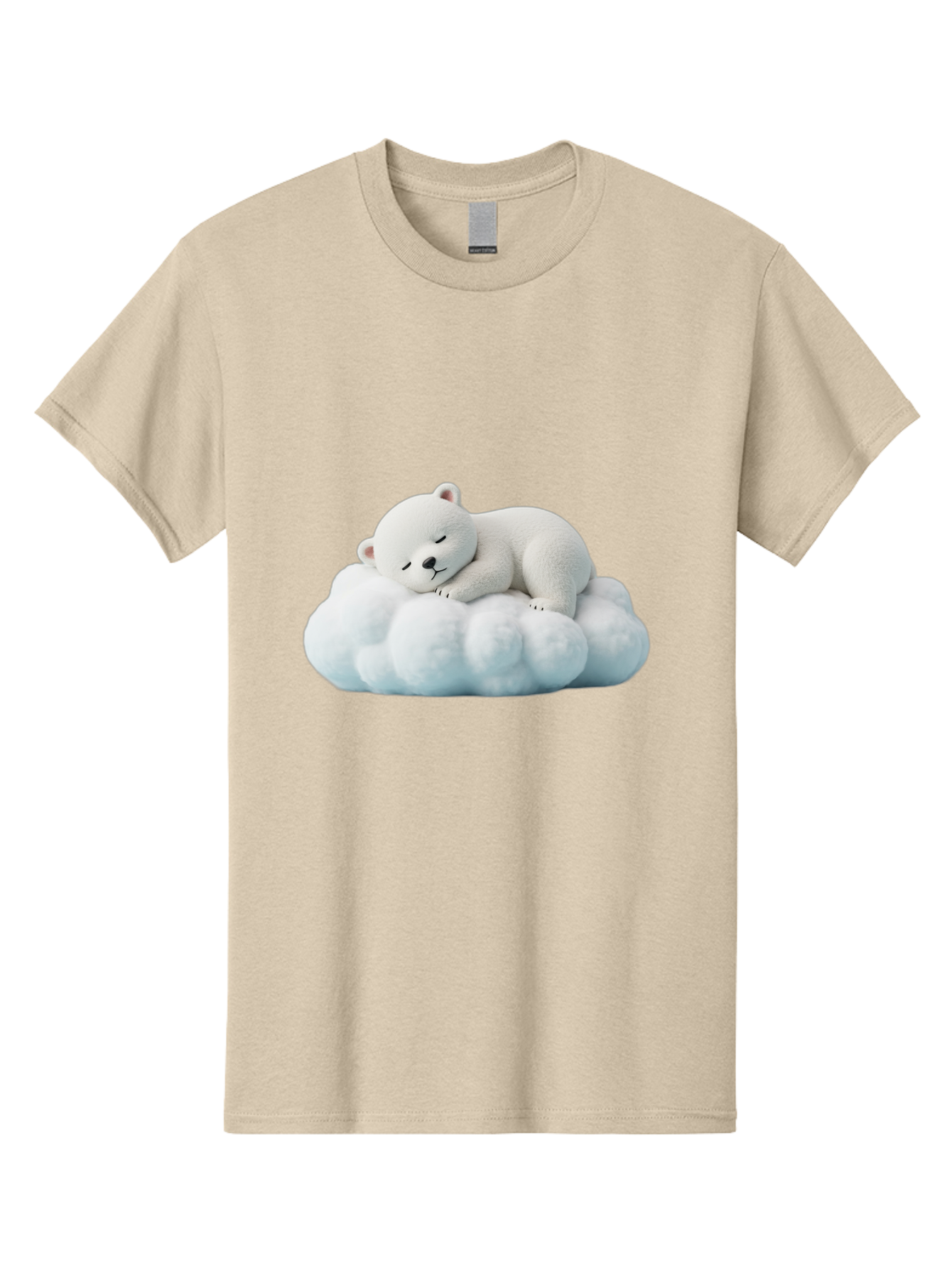 Sleeping-Polar-Bear Men'S Graphic Tee, 100% Cotton, Comfortable Casual Summer Wear, Machine Washable, Cute Polar Bear, Sleeping On Fluffy Cloud, Serene Scene, Adorable Animal, Peaceful Slumber, Tranquil Atmosphere, Digital Art, 3D Rendering Bae752