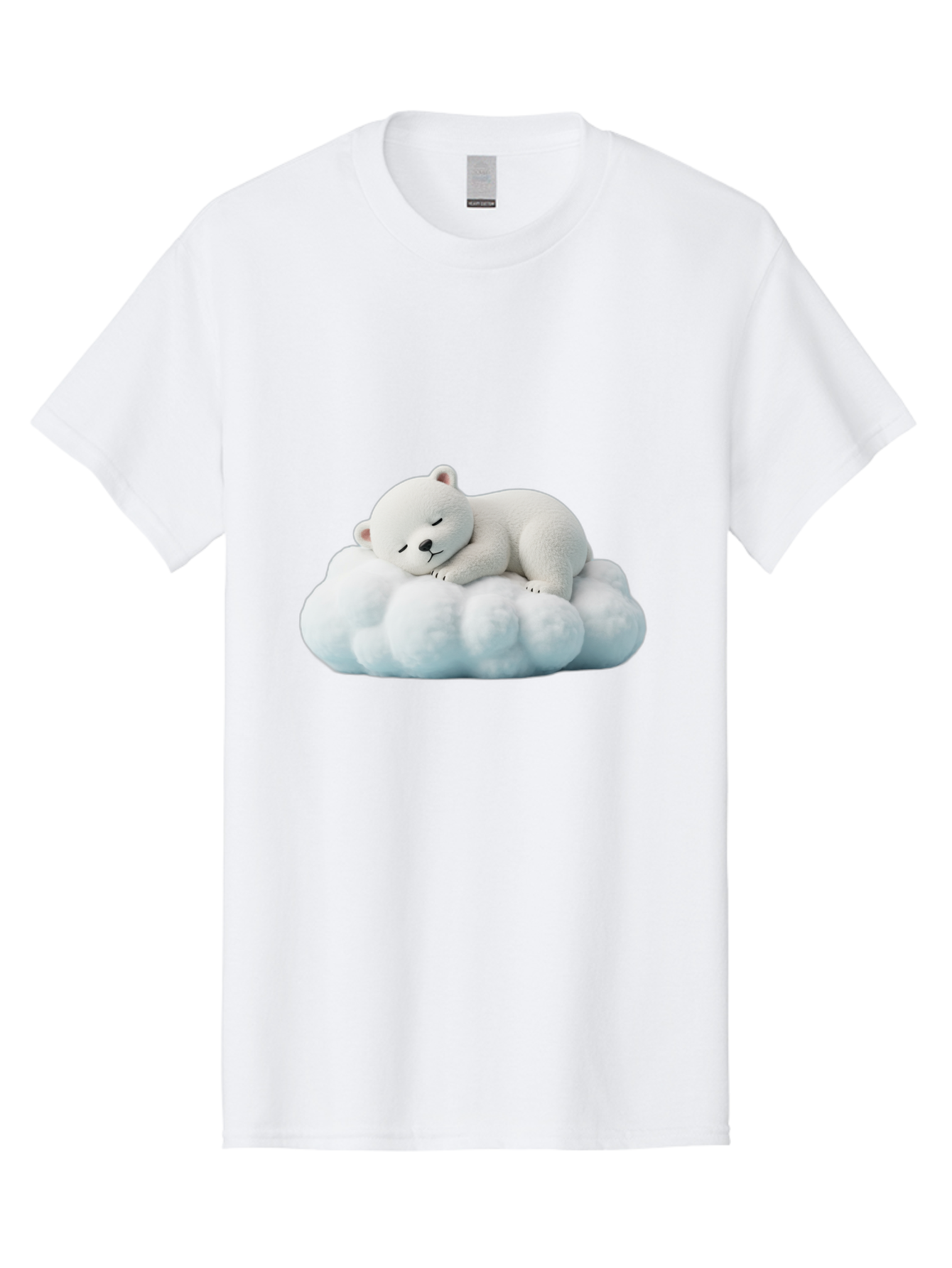 Sleeping-Polar-Bear Men'S Graphic Tee, 100% Cotton, Comfortable Casual Summer Wear, Machine Washable, Cute Polar Bear, Sleeping On Fluffy Cloud, Serene Scene, Adorable Animal, Peaceful Slumber, Tranquil Atmosphere, Digital Art, 3D Rendering Bae752