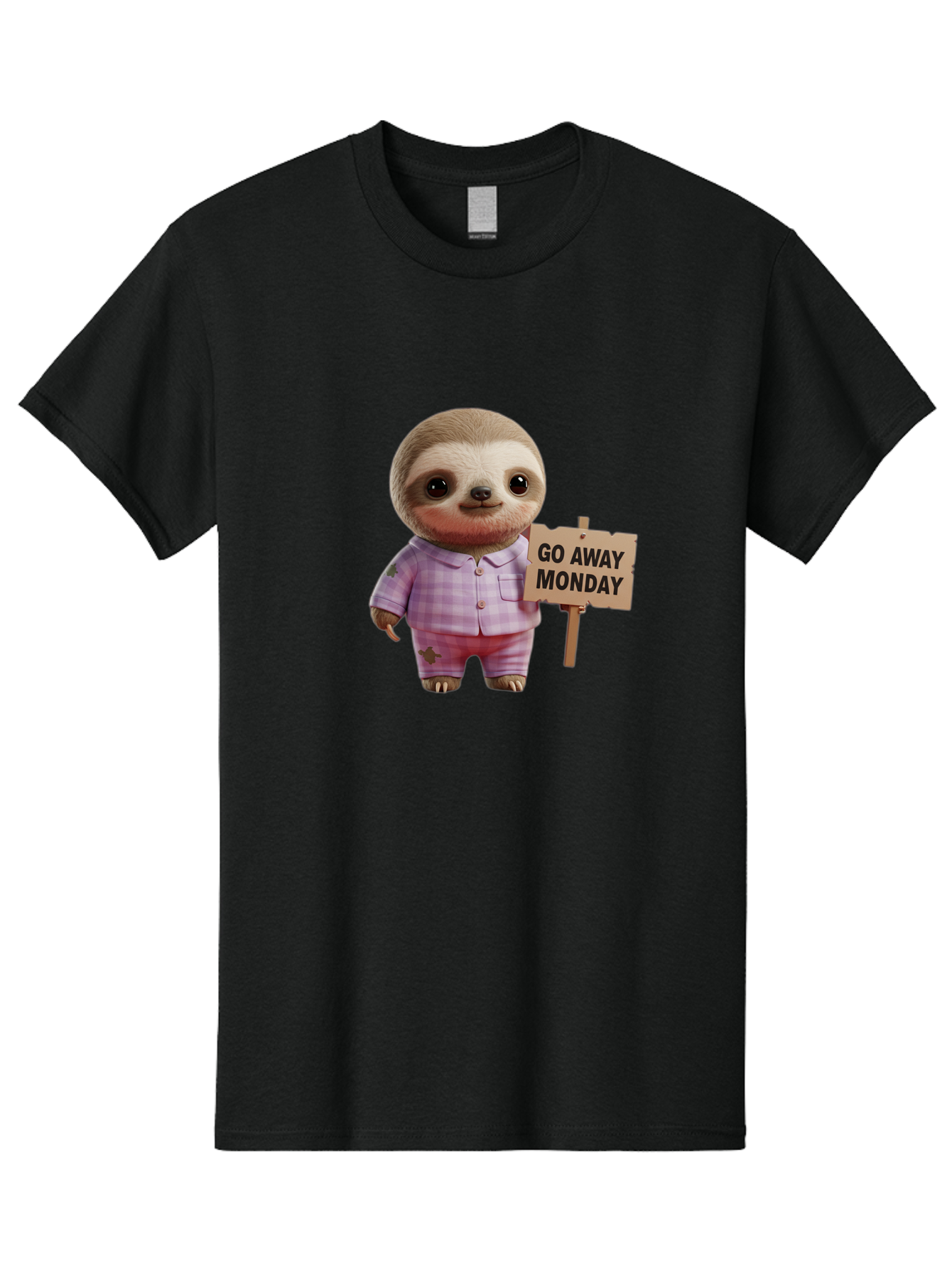 Sloth-Go-Away-Monday Men'S Graphic Tee, 100% Cotton, Comfortable Casual Summer Wear, Machine Washable, Sloth In Pajamas, Cartoon Character, Humorous Illustration, Funny Animal, Monday Motivation, Lazy Sloth, Cute Creature, Playful Design, Bae755