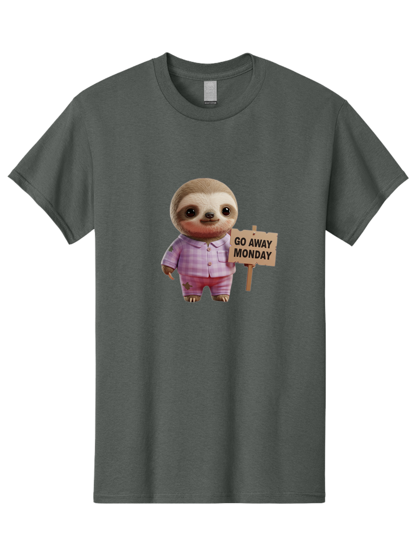 Sloth-Go-Away-Monday Men'S Graphic Tee, 100% Cotton, Comfortable Casual Summer Wear, Machine Washable, Sloth In Pajamas, Cartoon Character, Humorous Illustration, Funny Animal, Monday Motivation, Lazy Sloth, Cute Creature, Playful Design, Bae755