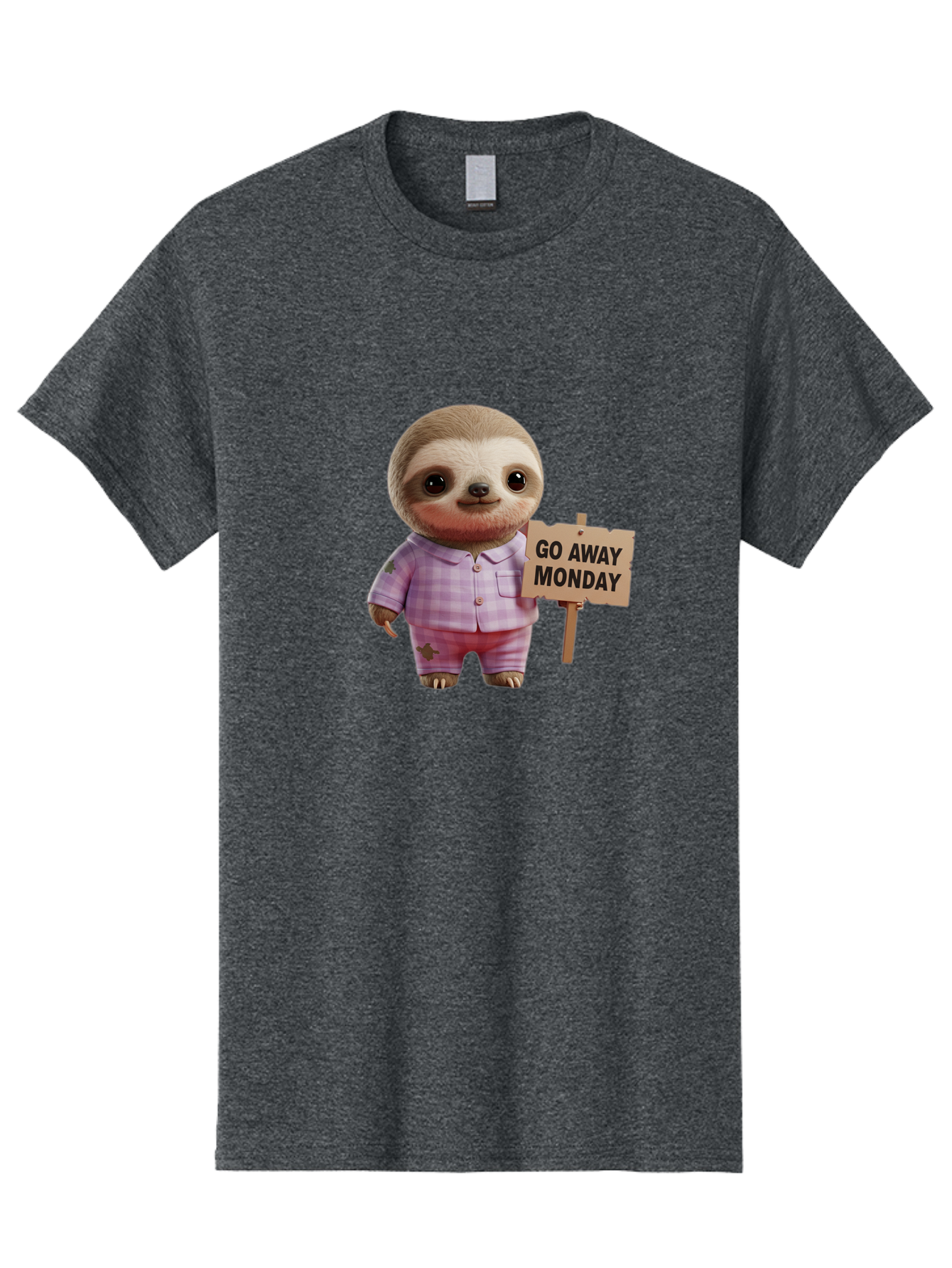 Sloth-Go-Away-Monday Men'S Graphic Tee, 100% Cotton, Comfortable Casual Summer Wear, Machine Washable, Sloth In Pajamas, Cartoon Character, Humorous Illustration, Funny Animal, Monday Motivation, Lazy Sloth, Cute Creature, Playful Design, Bae755