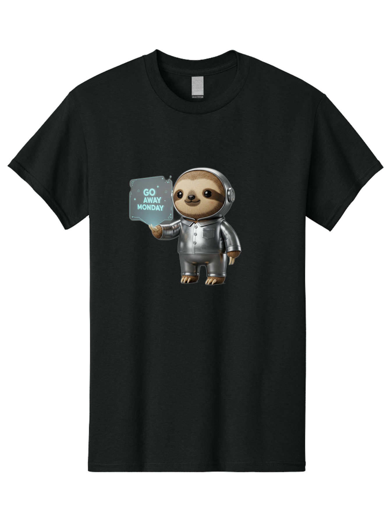 Sloth-In-Space-Suit Men'S Graphic Tee, 100% Cotton, Comfortable Casual Summer Wear, Machine Washable, Sloth In Silver Space Suit, Astronaut Sloth, Motivational Quote, Funny Animal, Humor, Quirky Character, Go Away Monday Bae757