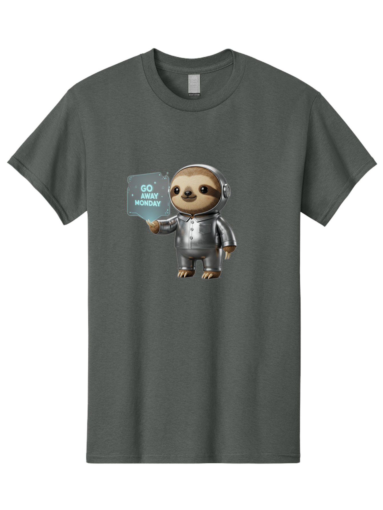 Sloth-In-Space-Suit Men'S Graphic Tee, 100% Cotton, Comfortable Casual Summer Wear, Machine Washable, Sloth In Silver Space Suit, Astronaut Sloth, Motivational Quote, Funny Animal, Humor, Quirky Character, Go Away Monday Bae757