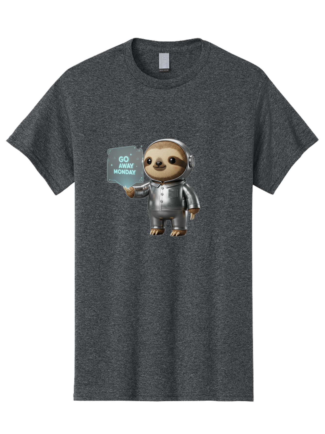 Sloth-In-Space-Suit Men'S Graphic Tee, 100% Cotton, Comfortable Casual Summer Wear, Machine Washable, Sloth In Silver Space Suit, Astronaut Sloth, Motivational Quote, Funny Animal, Humor, Quirky Character, Go Away Monday Bae757