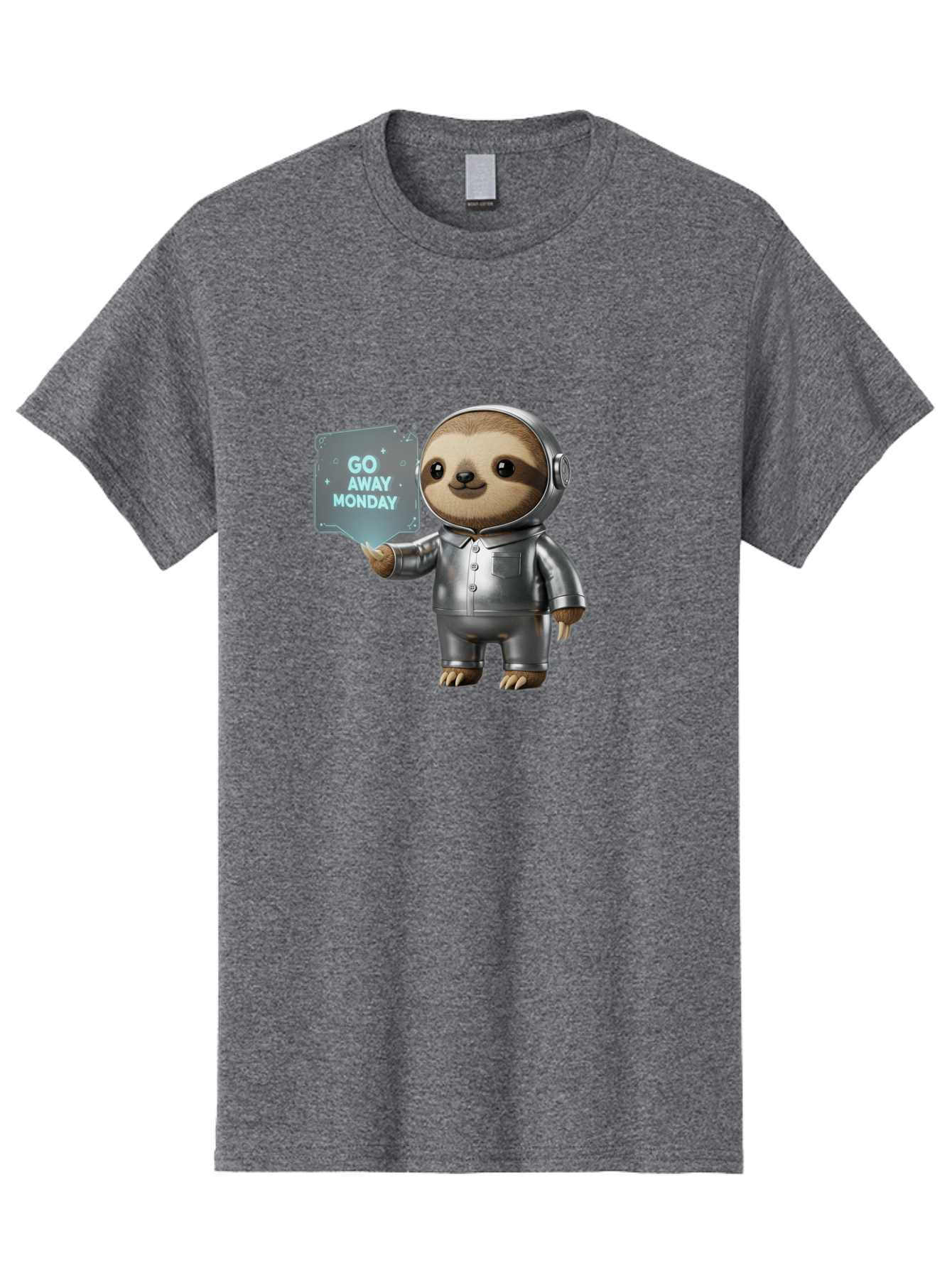 Sloth-In-Space-Suit Men'S Graphic Tee, 100% Cotton, Comfortable Casual Summer Wear, Machine Washable, Sloth In Silver Space Suit, Astronaut Sloth, Motivational Quote, Funny Animal, Humor, Quirky Character, Go Away Monday Bae757