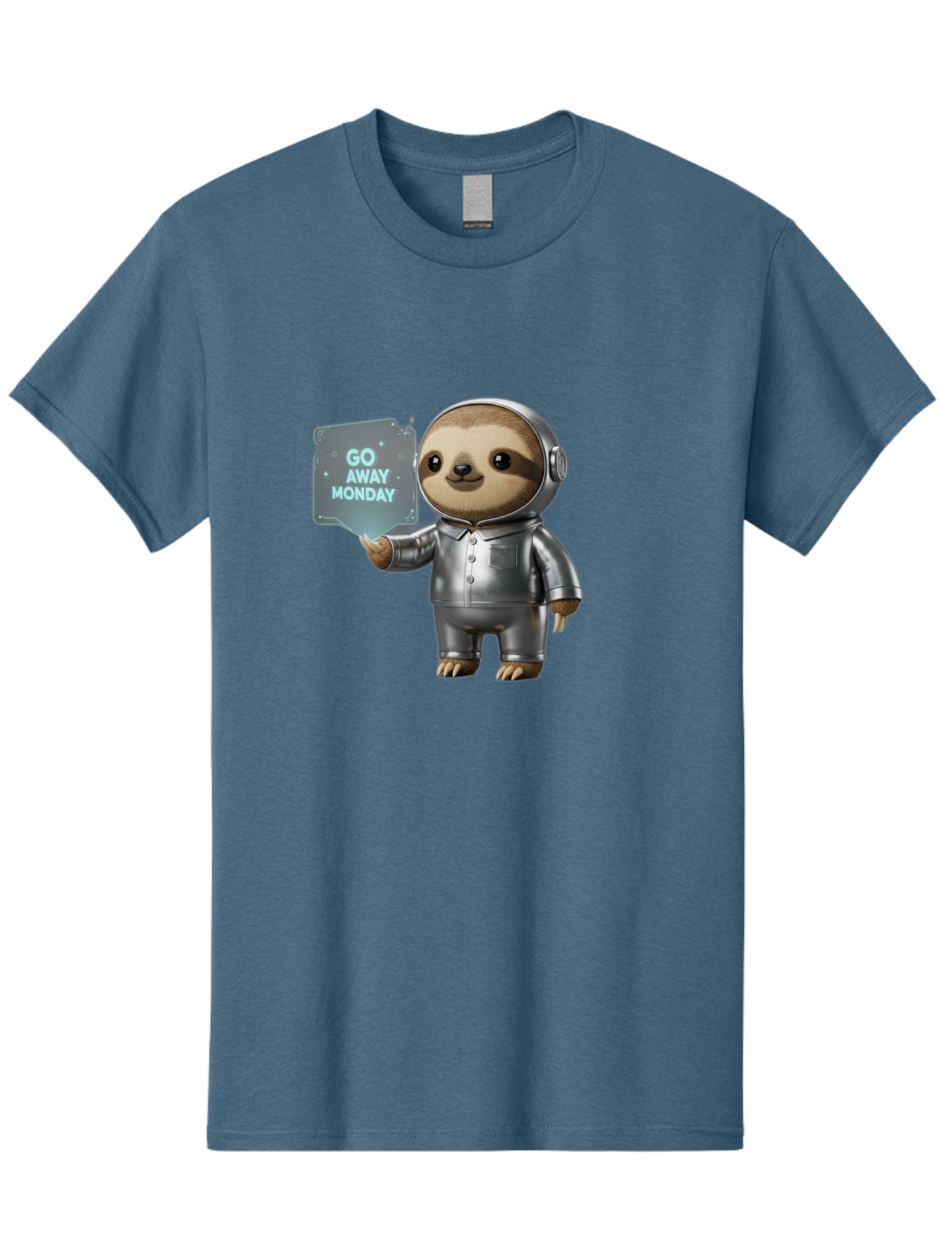 Sloth-In-Space-Suit Men'S Graphic Tee, 100% Cotton, Comfortable Casual Summer Wear, Machine Washable, Sloth In Silver Space Suit, Astronaut Sloth, Motivational Quote, Funny Animal, Humor, Quirky Character, Go Away Monday Bae757