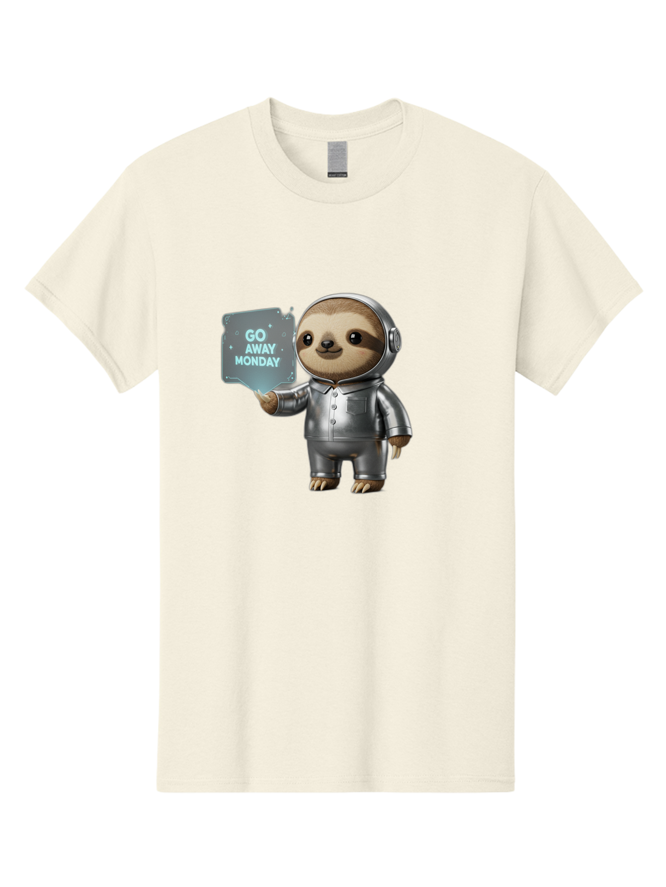 Sloth-In-Space-Suit Men'S Graphic Tee, 100% Cotton, Comfortable Casual Summer Wear, Machine Washable, Sloth In Silver Space Suit, Astronaut Sloth, Motivational Quote, Funny Animal, Humor, Quirky Character, Go Away Monday Bae757