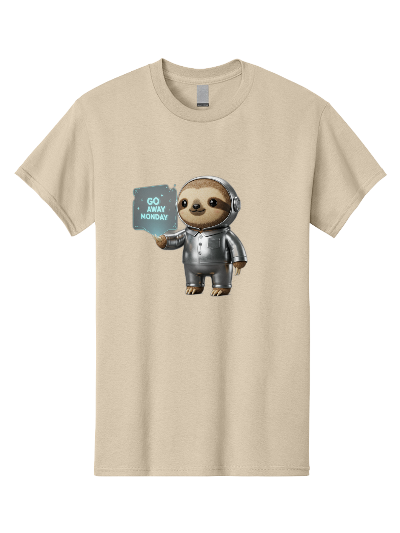 Sloth-In-Space-Suit Men'S Graphic Tee, 100% Cotton, Comfortable Casual Summer Wear, Machine Washable, Sloth In Silver Space Suit, Astronaut Sloth, Motivational Quote, Funny Animal, Humor, Quirky Character, Go Away Monday Bae757