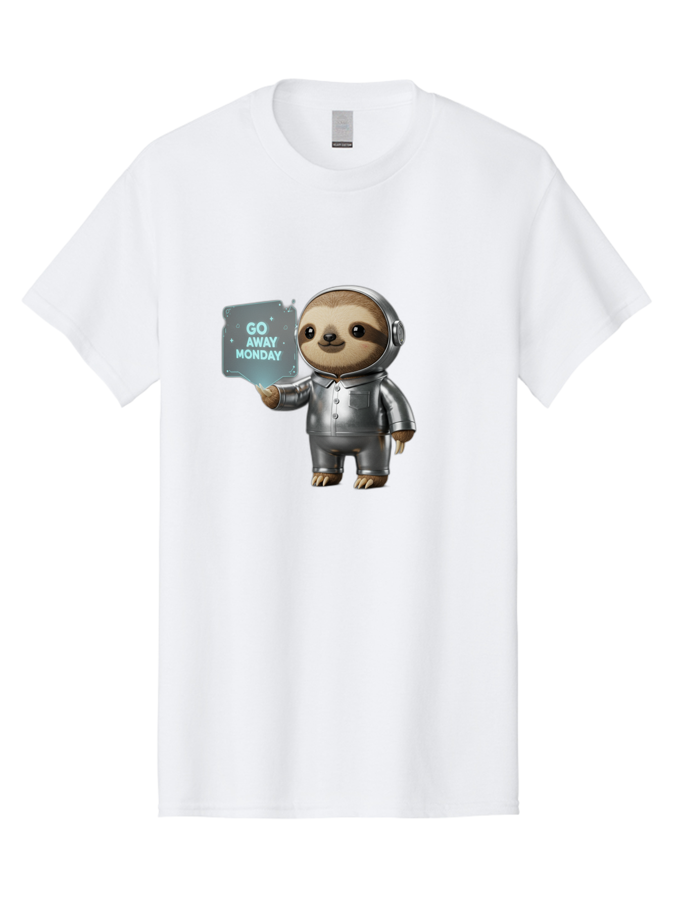 Sloth-In-Space-Suit Men'S Graphic Tee, 100% Cotton, Comfortable Casual Summer Wear, Machine Washable, Sloth In Silver Space Suit, Astronaut Sloth, Motivational Quote, Funny Animal, Humor, Quirky Character, Go Away Monday Bae757
