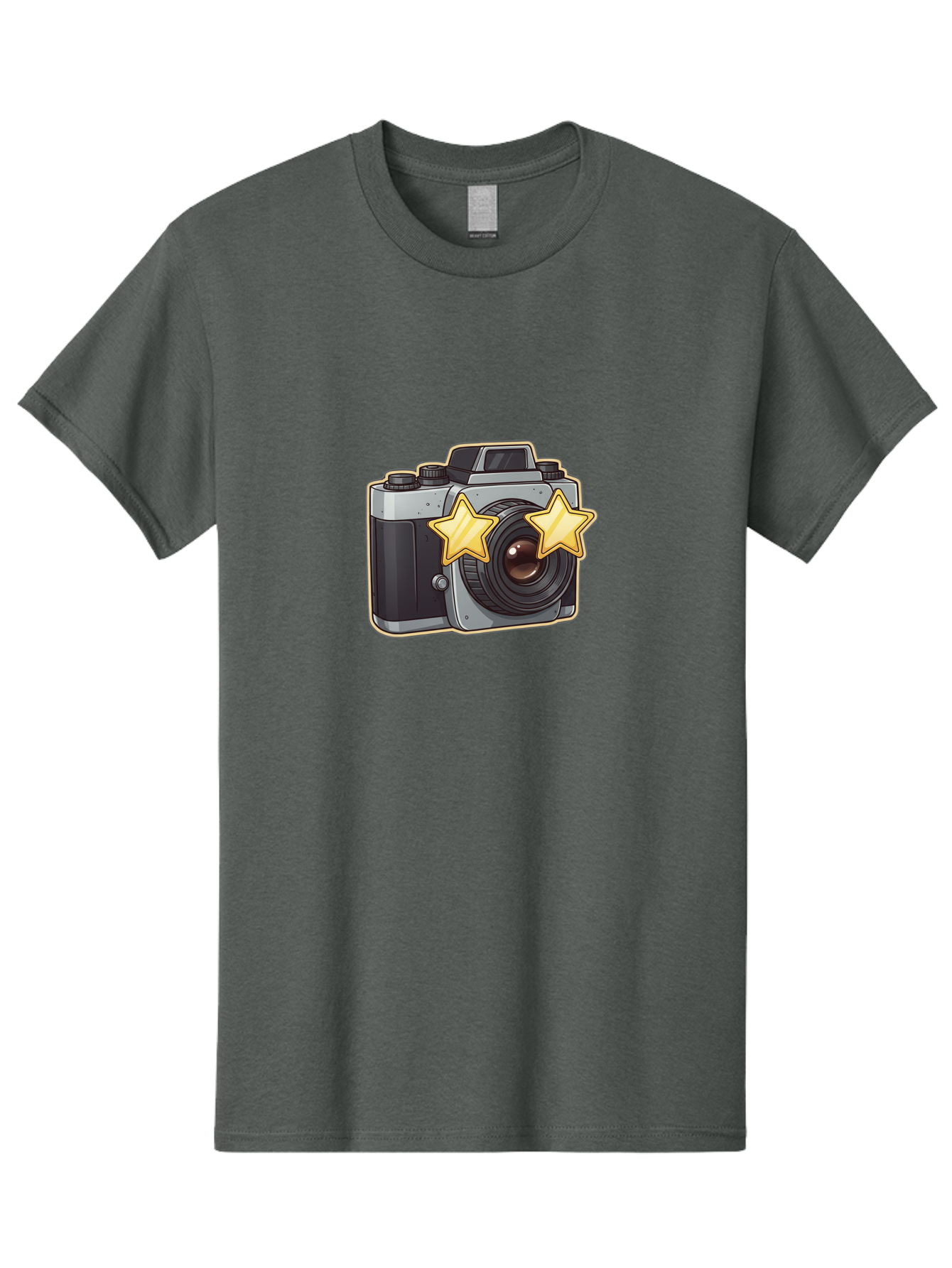 Slr-Camera-With-Stars Men'S Graphic Tee, 100% Cotton, Comfortable Casual Summer Wear, Machine Washable, Camera, Photography, Stars, Favorite Camera, Best Camera, Photography Equipment, Camera Lens, Photography Icon, Camera With Stars, Bae758