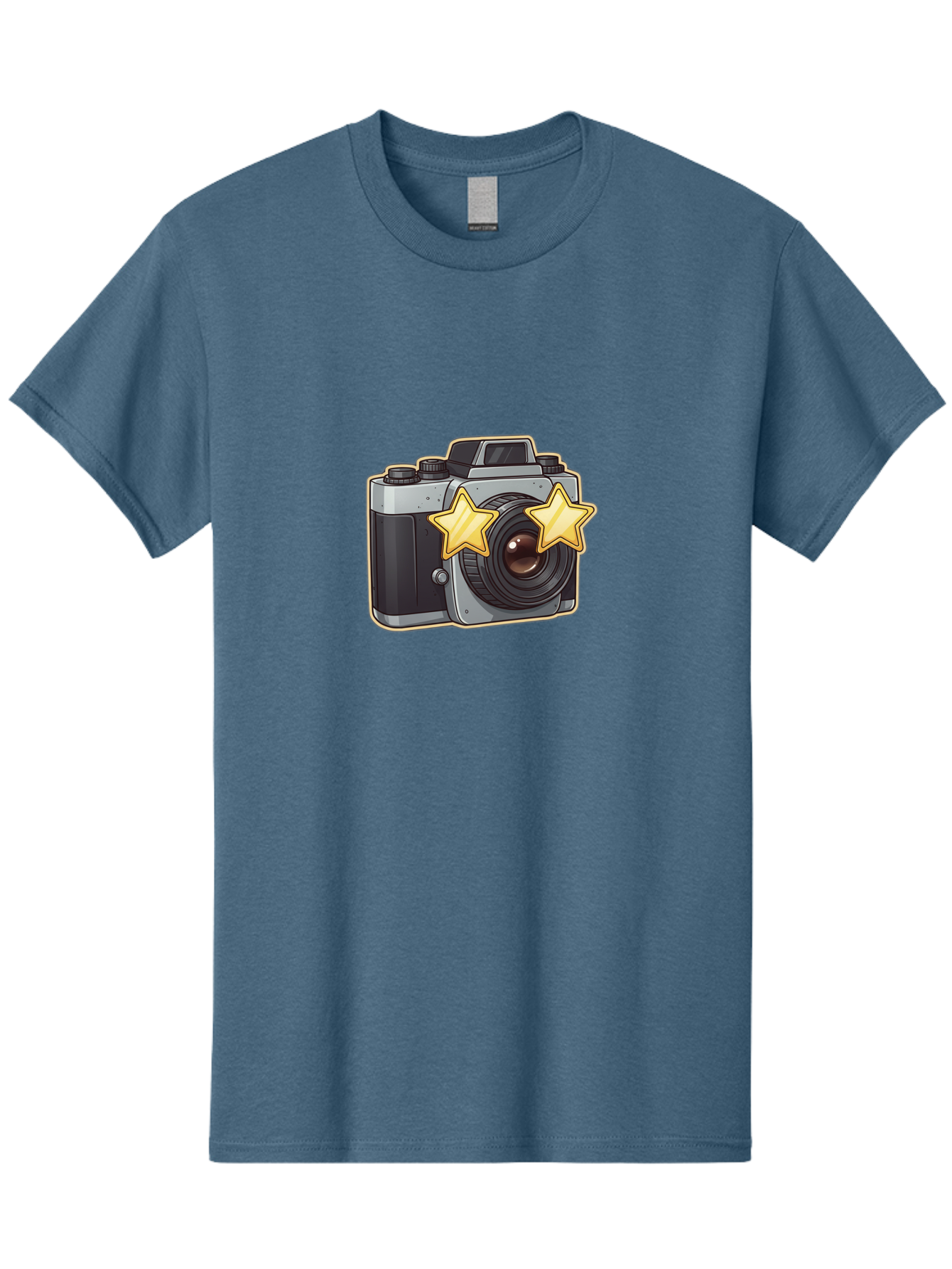 Slr-Camera-With-Stars Men'S Graphic Tee, 100% Cotton, Comfortable Casual Summer Wear, Machine Washable, Camera, Photography, Stars, Favorite Camera, Best Camera, Photography Equipment, Camera Lens, Photography Icon, Camera With Stars, Bae758