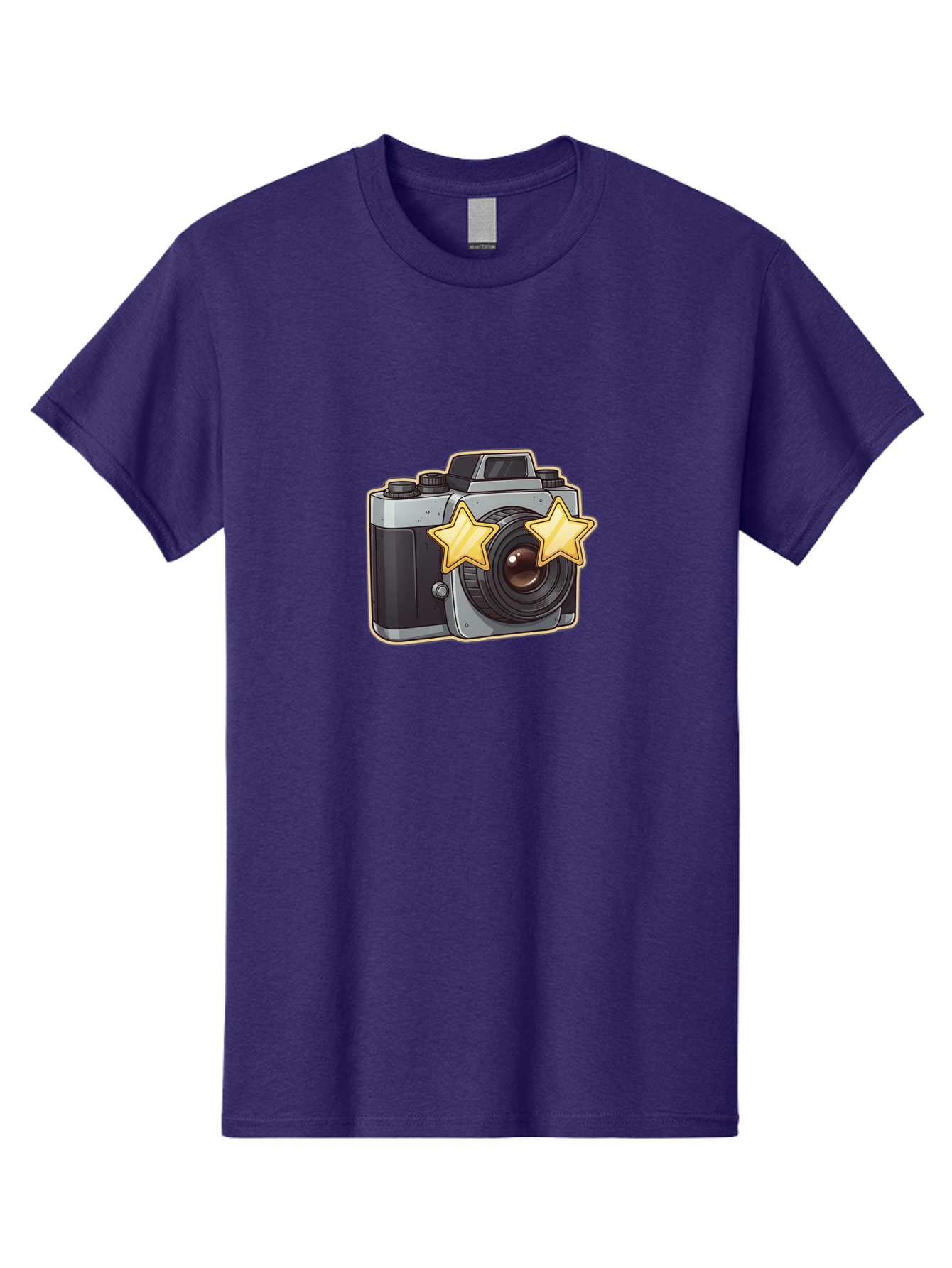 Slr-Camera-With-Stars Men'S Graphic Tee, 100% Cotton, Comfortable Casual Summer Wear, Machine Washable, Camera, Photography, Stars, Favorite Camera, Best Camera, Photography Equipment, Camera Lens, Photography Icon, Camera With Stars, Bae758