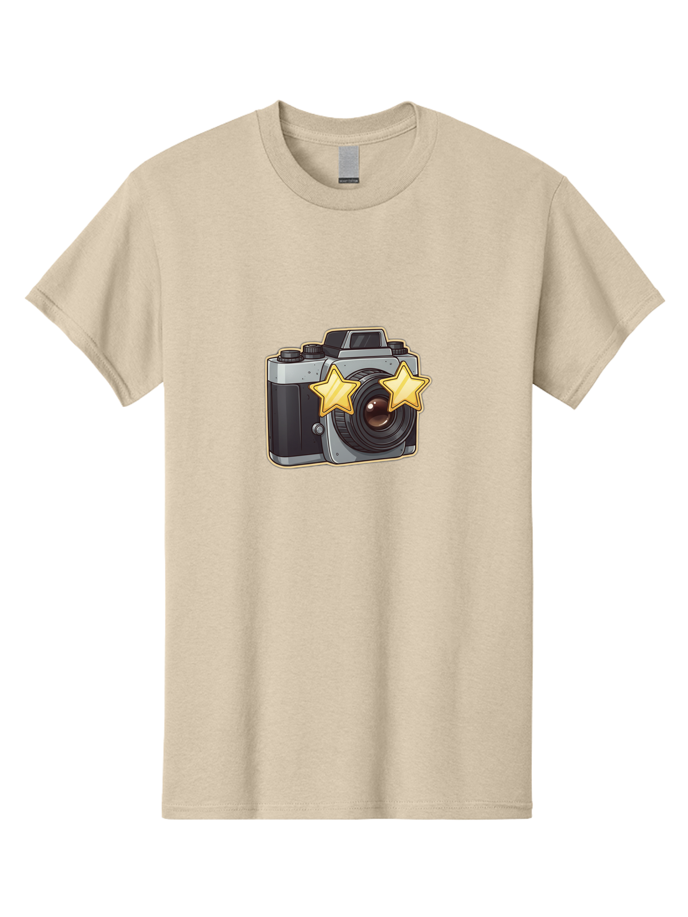 Slr-Camera-With-Stars Men'S Graphic Tee, 100% Cotton, Comfortable Casual Summer Wear, Machine Washable, Camera, Photography, Stars, Favorite Camera, Best Camera, Photography Equipment, Camera Lens, Photography Icon, Camera With Stars, Bae758