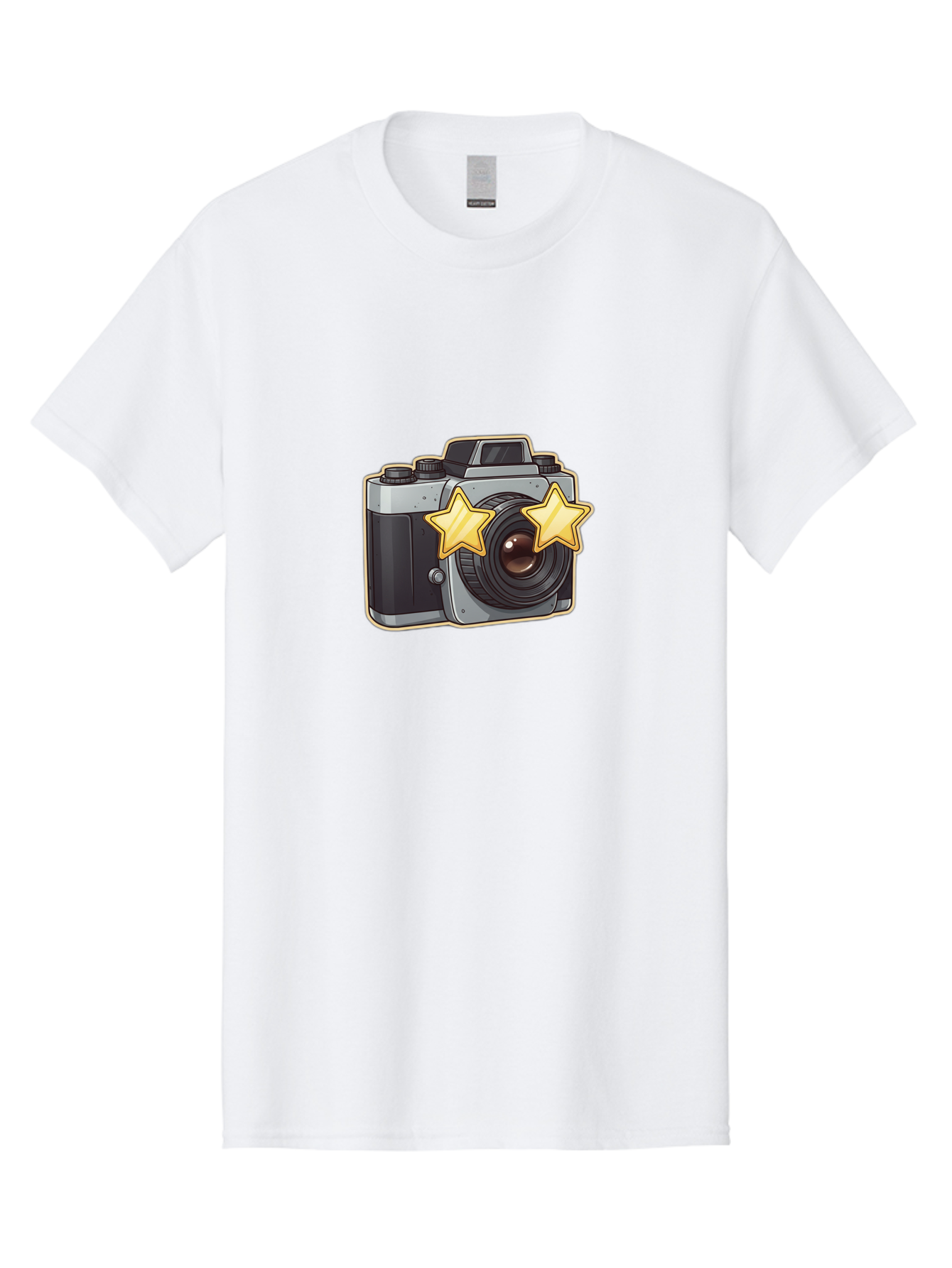 Slr-Camera-With-Stars Men'S Graphic Tee, 100% Cotton, Comfortable Casual Summer Wear, Machine Washable, Camera, Photography, Stars, Favorite Camera, Best Camera, Photography Equipment, Camera Lens, Photography Icon, Camera With Stars, Bae758