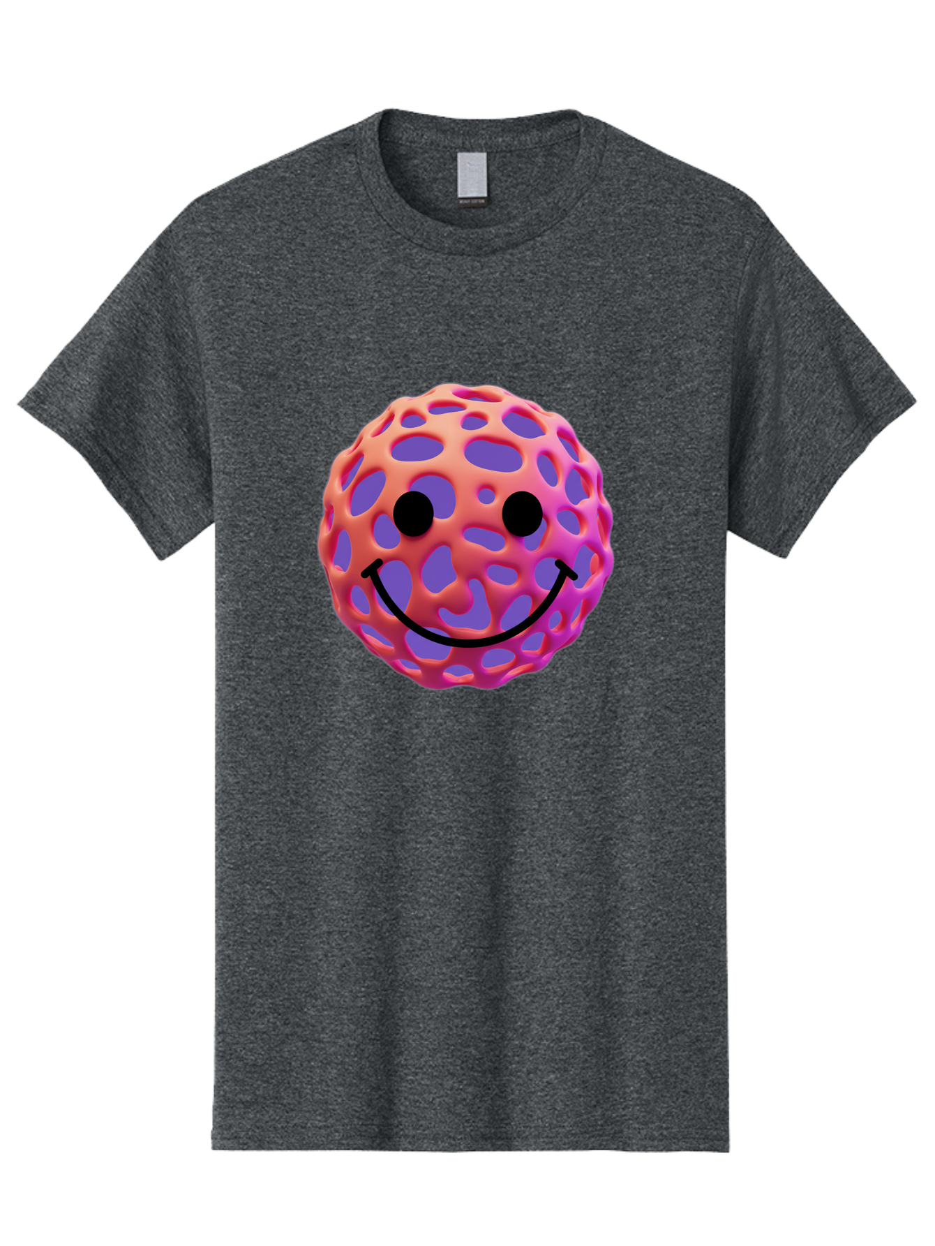 Smiley-Virus Men'S Graphic Tee, 100% Cotton, Comfortable Casual Summer Wear, Machine Washable, Smiley Face, Happy Emoji, Pink And Orange Gradient, Playful Design, 3D Illustration, Digital Art, Cute Character, Smiley Emoticon, Emoticon Bae761