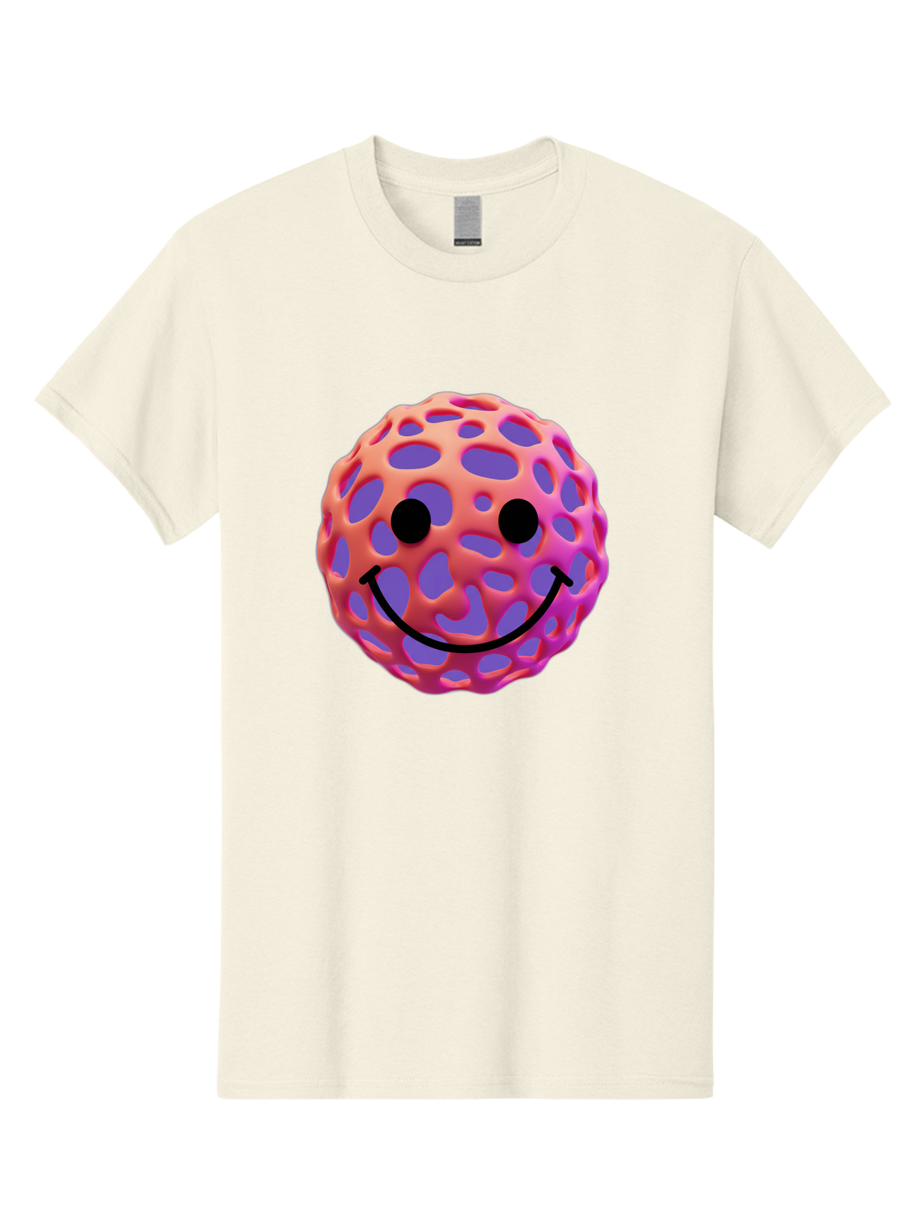 Smiley-Virus Men'S Graphic Tee, 100% Cotton, Comfortable Casual Summer Wear, Machine Washable, Smiley Face, Happy Emoji, Pink And Orange Gradient, Playful Design, 3D Illustration, Digital Art, Cute Character, Smiley Emoticon, Emoticon Bae761