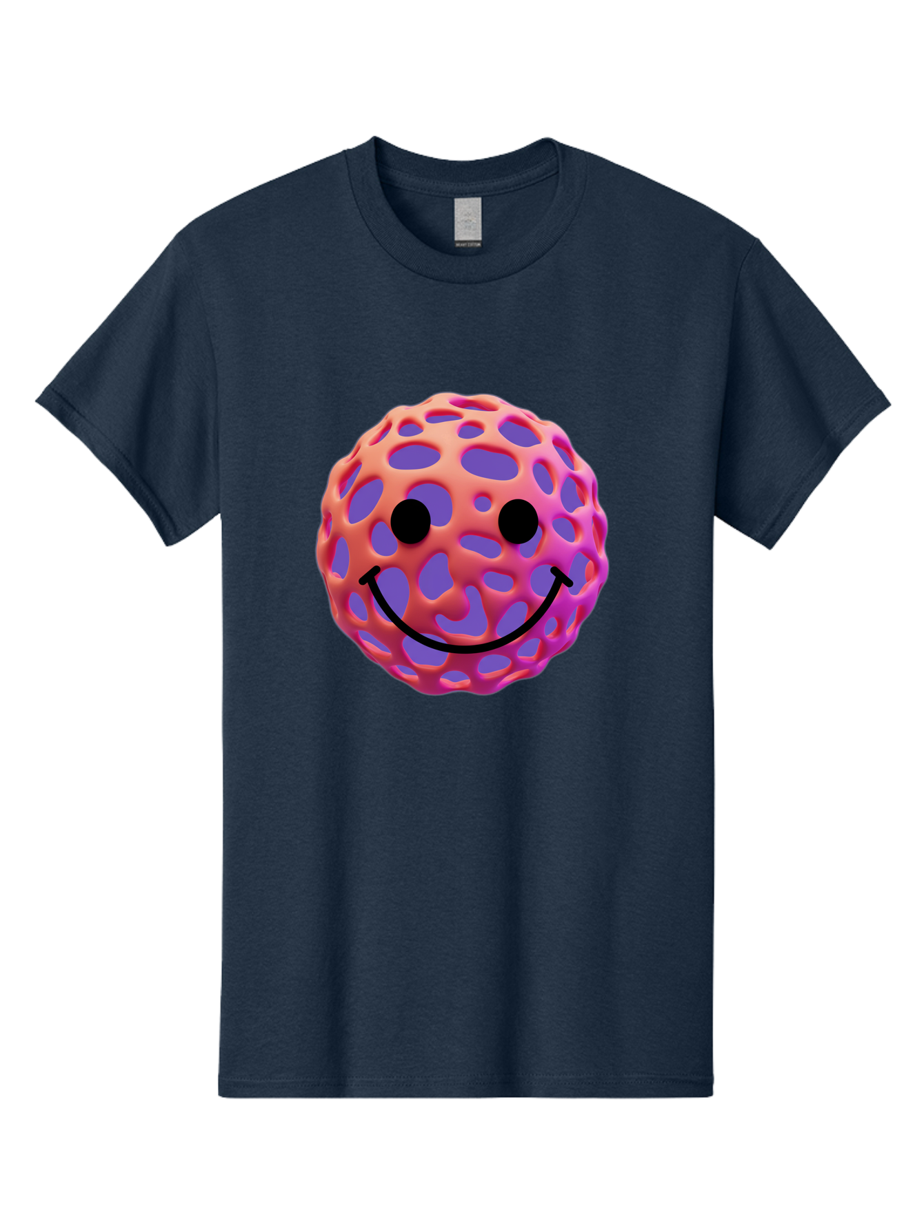 Smiley-Virus Men'S Graphic Tee, 100% Cotton, Comfortable Casual Summer Wear, Machine Washable, Smiley Face, Happy Emoji, Pink And Orange Gradient, Playful Design, 3D Illustration, Digital Art, Cute Character, Smiley Emoticon, Emoticon Bae761