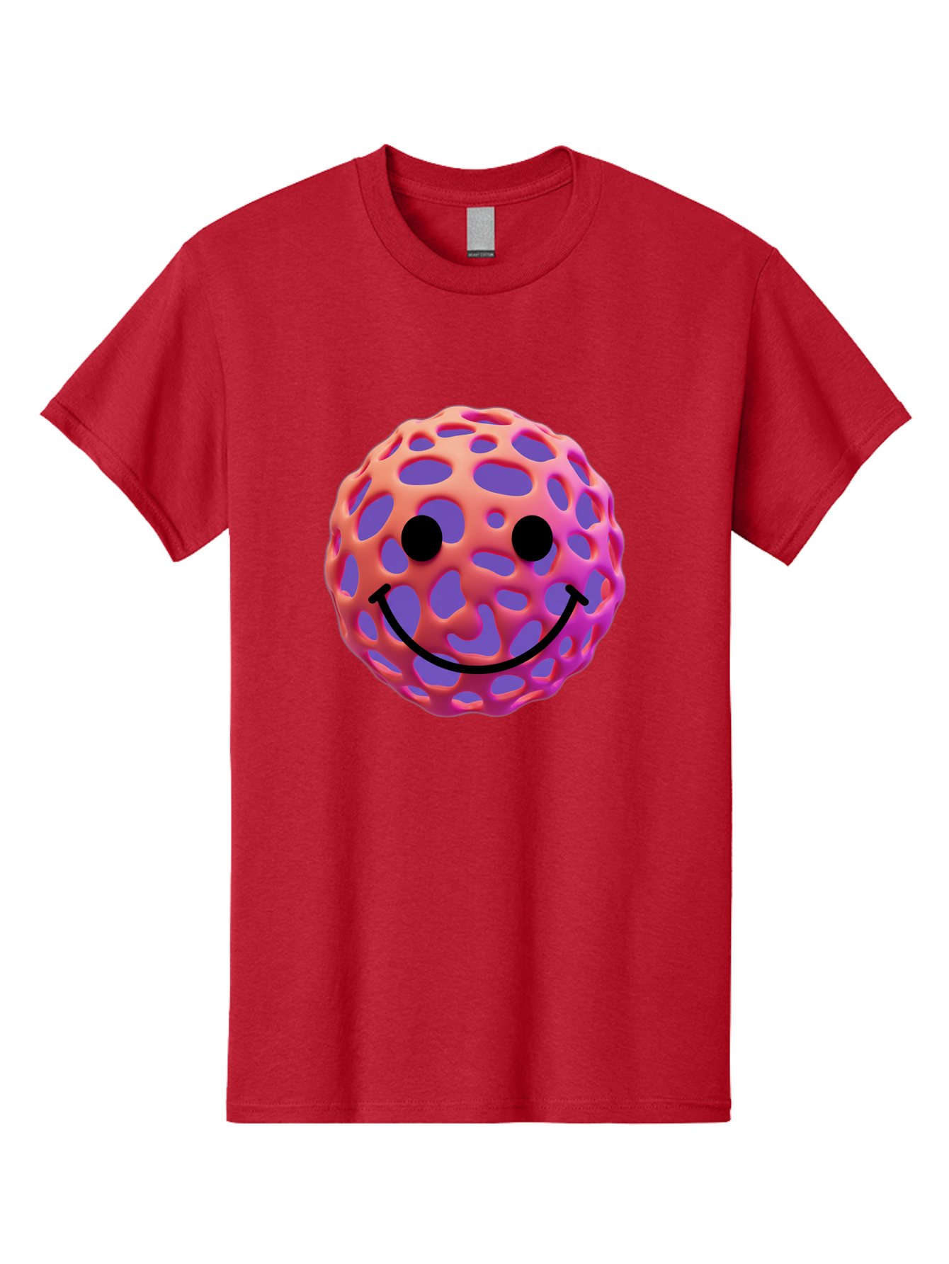 Smiley-Virus Men'S Graphic Tee, 100% Cotton, Comfortable Casual Summer Wear, Machine Washable, Smiley Face, Happy Emoji, Pink And Orange Gradient, Playful Design, 3D Illustration, Digital Art, Cute Character, Smiley Emoticon, Emoticon Bae761
