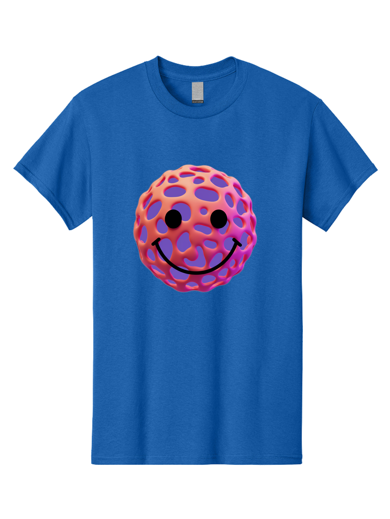 Smiley-Virus Men'S Graphic Tee, 100% Cotton, Comfortable Casual Summer Wear, Machine Washable, Smiley Face, Happy Emoji, Pink And Orange Gradient, Playful Design, 3D Illustration, Digital Art, Cute Character, Smiley Emoticon, Emoticon Bae761