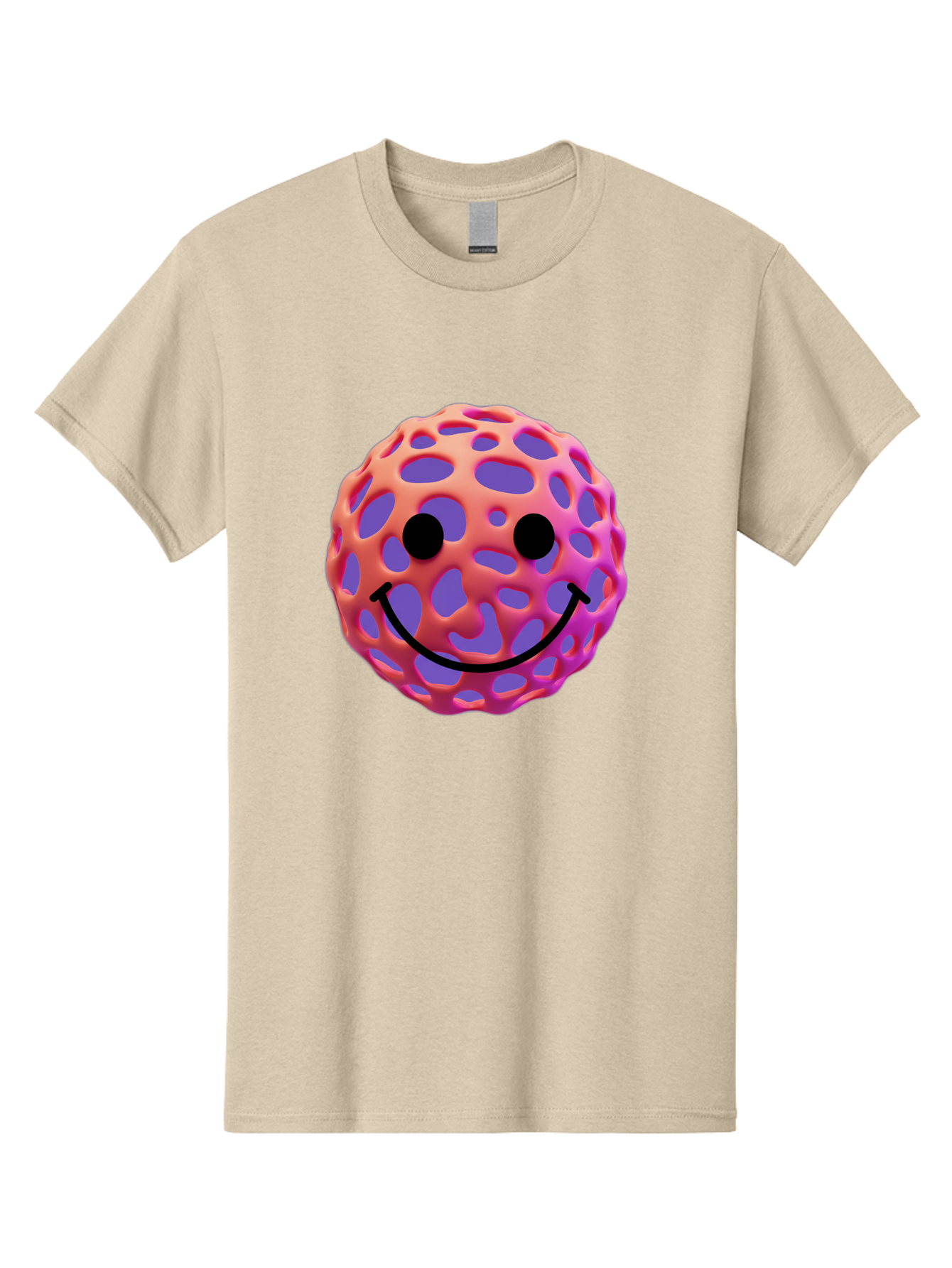Smiley-Virus Men'S Graphic Tee, 100% Cotton, Comfortable Casual Summer Wear, Machine Washable, Smiley Face, Happy Emoji, Pink And Orange Gradient, Playful Design, 3D Illustration, Digital Art, Cute Character, Smiley Emoticon, Emoticon Bae761