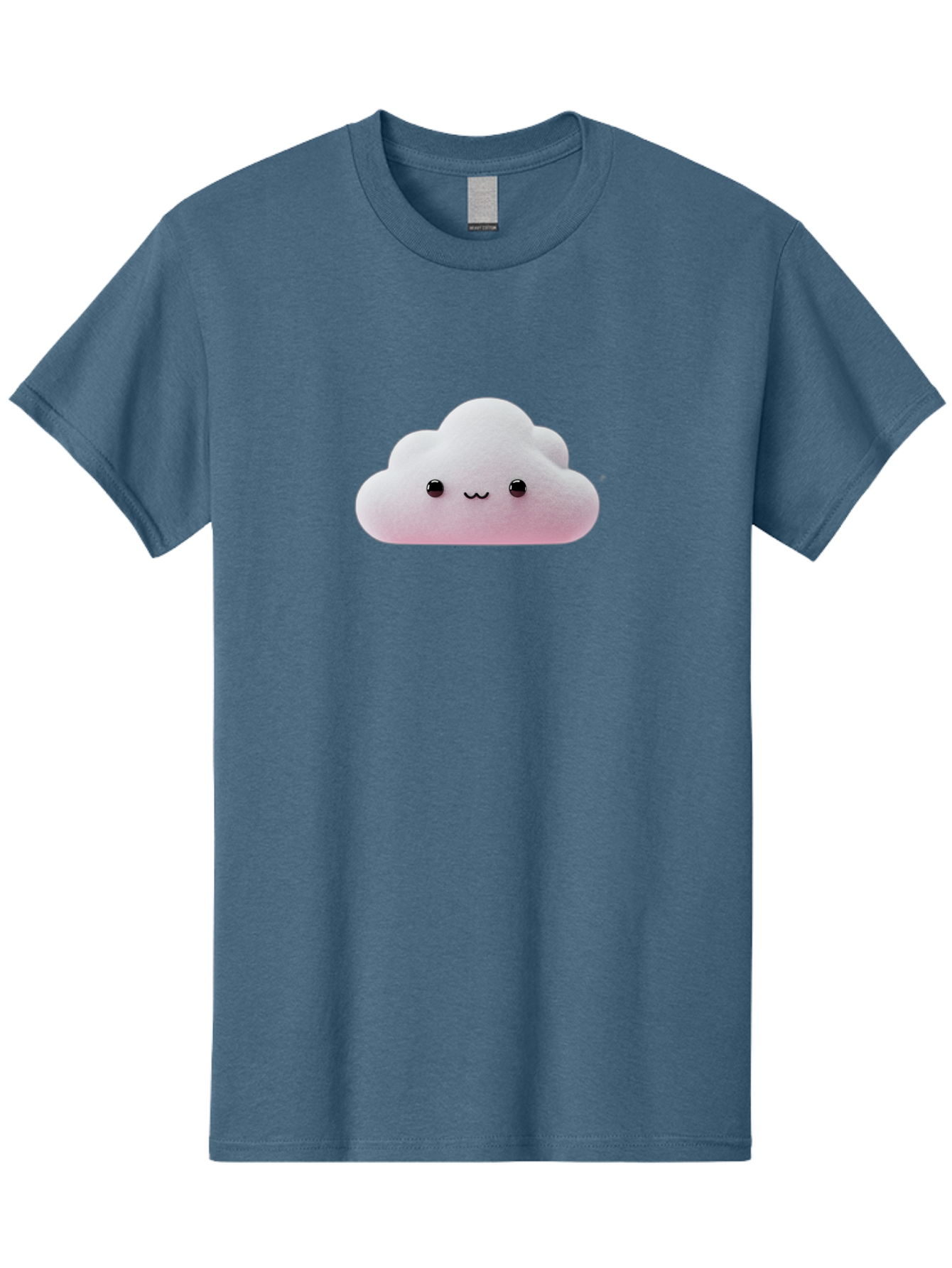 Smiling-Cloud-1 Men'S Graphic Tee, 100% Cotton, Comfortable Casual Summer Wear, Machine Washable, Kawaii Cloud, Cute Cartoon Character, Smiling Face, Fluffy Cloud, Pastel Colors, Adorable Design, Soft Graphics, Childrens Illustration, Bae762
