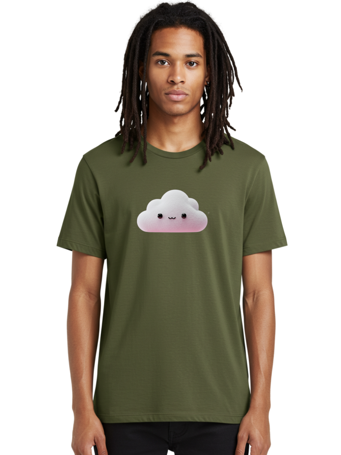 Smiling-Cloud-1 Men'S Graphic Tee, 100% Cotton, Comfortable Casual Summer Wear, Machine Washable, Kawaii Cloud, Cute Cartoon Character, Smiling Face, Fluffy Cloud, Pastel Colors, Adorable Design, Soft Graphics, Childrens Illustration, Bae762