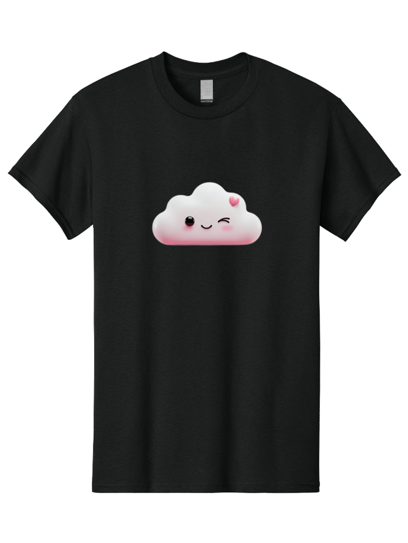 Smiling-Cloud-2 Men'S Graphic Tee, 100% Cotton, Comfortable Casual Summer Wear, Machine Washable, Cartoon Cloud, Smiling Face, Kawaii Character, Cute Emoji, Soft Pink Colors, Winking Eye, Rosy Cheeks, Adorable Illustration, Digital Art, Bae763