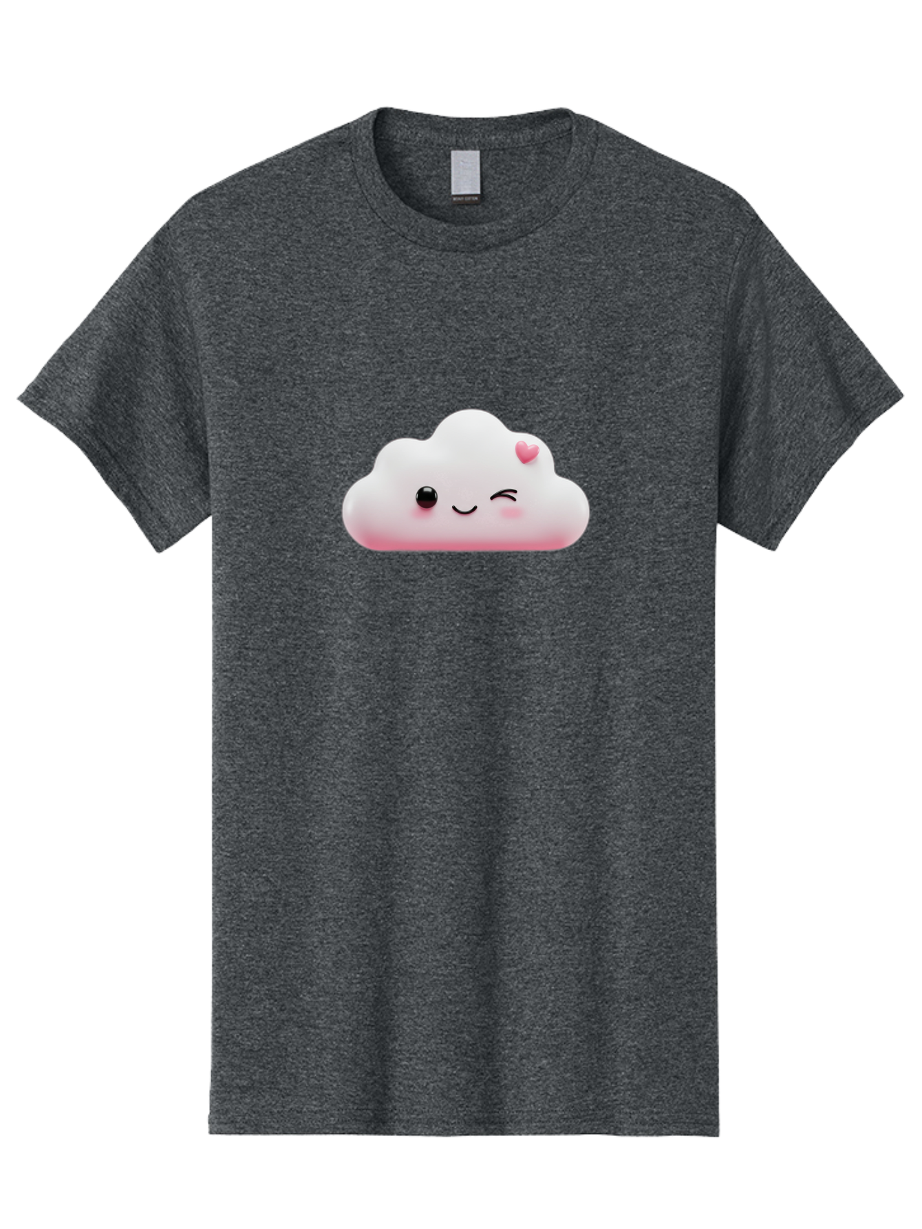 Smiling-Cloud-2 Men'S Graphic Tee, 100% Cotton, Comfortable Casual Summer Wear, Machine Washable, Cartoon Cloud, Smiling Face, Kawaii Character, Cute Emoji, Soft Pink Colors, Winking Eye, Rosy Cheeks, Adorable Illustration, Digital Art, Bae763