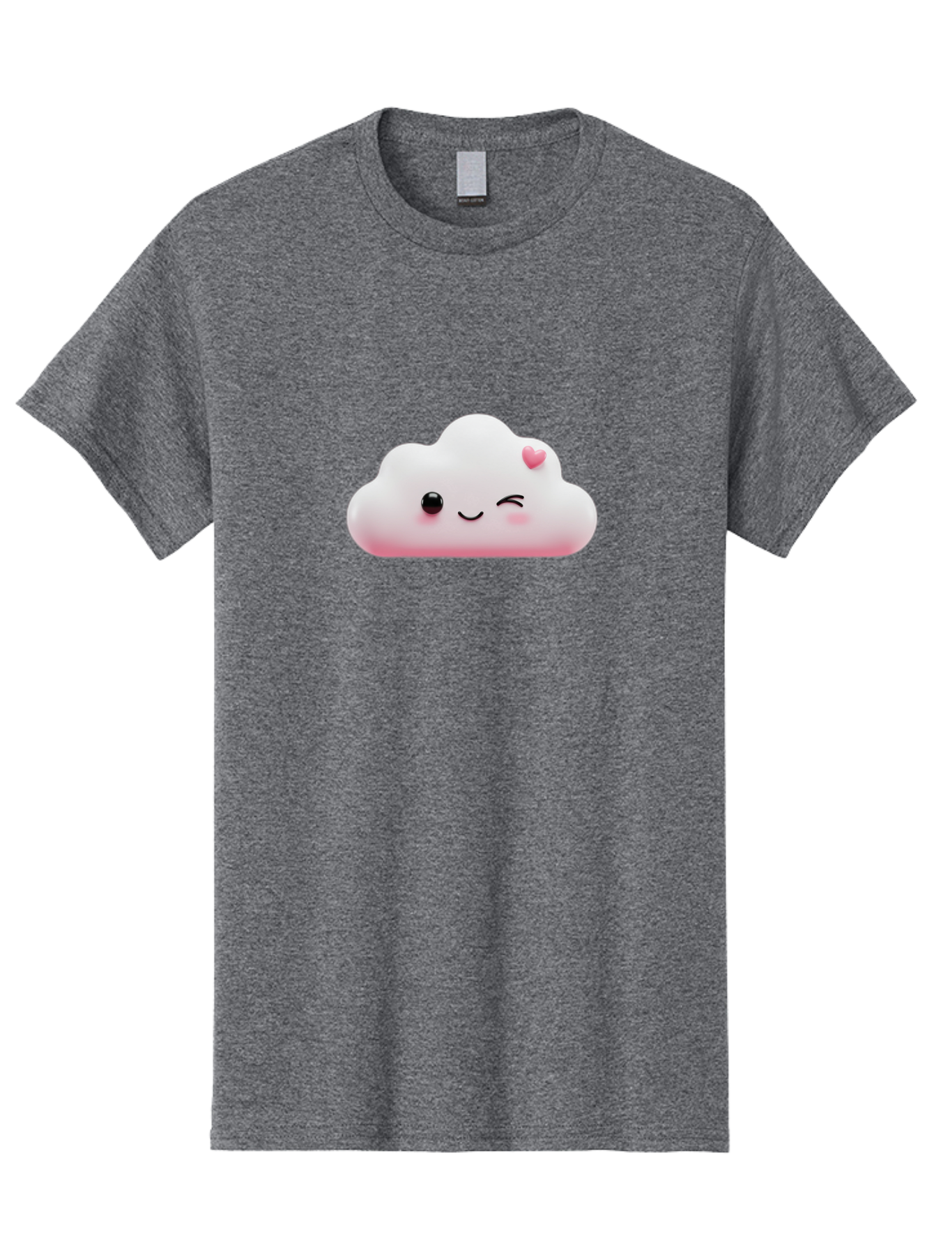Smiling-Cloud-2 Men'S Graphic Tee, 100% Cotton, Comfortable Casual Summer Wear, Machine Washable, Cartoon Cloud, Smiling Face, Kawaii Character, Cute Emoji, Soft Pink Colors, Winking Eye, Rosy Cheeks, Adorable Illustration, Digital Art, Bae763