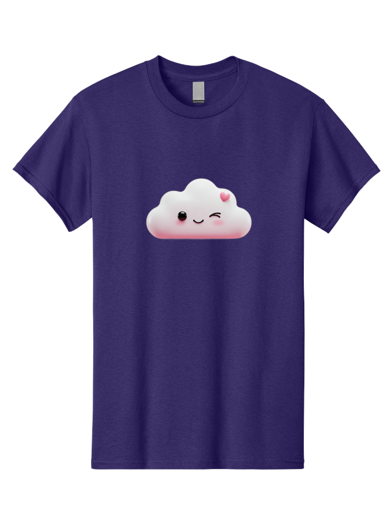 Smiling-Cloud-2 Men'S Graphic Tee, 100% Cotton, Comfortable Casual Summer Wear, Machine Washable, Cartoon Cloud, Smiling Face, Kawaii Character, Cute Emoji, Soft Pink Colors, Winking Eye, Rosy Cheeks, Adorable Illustration, Digital Art, Bae763