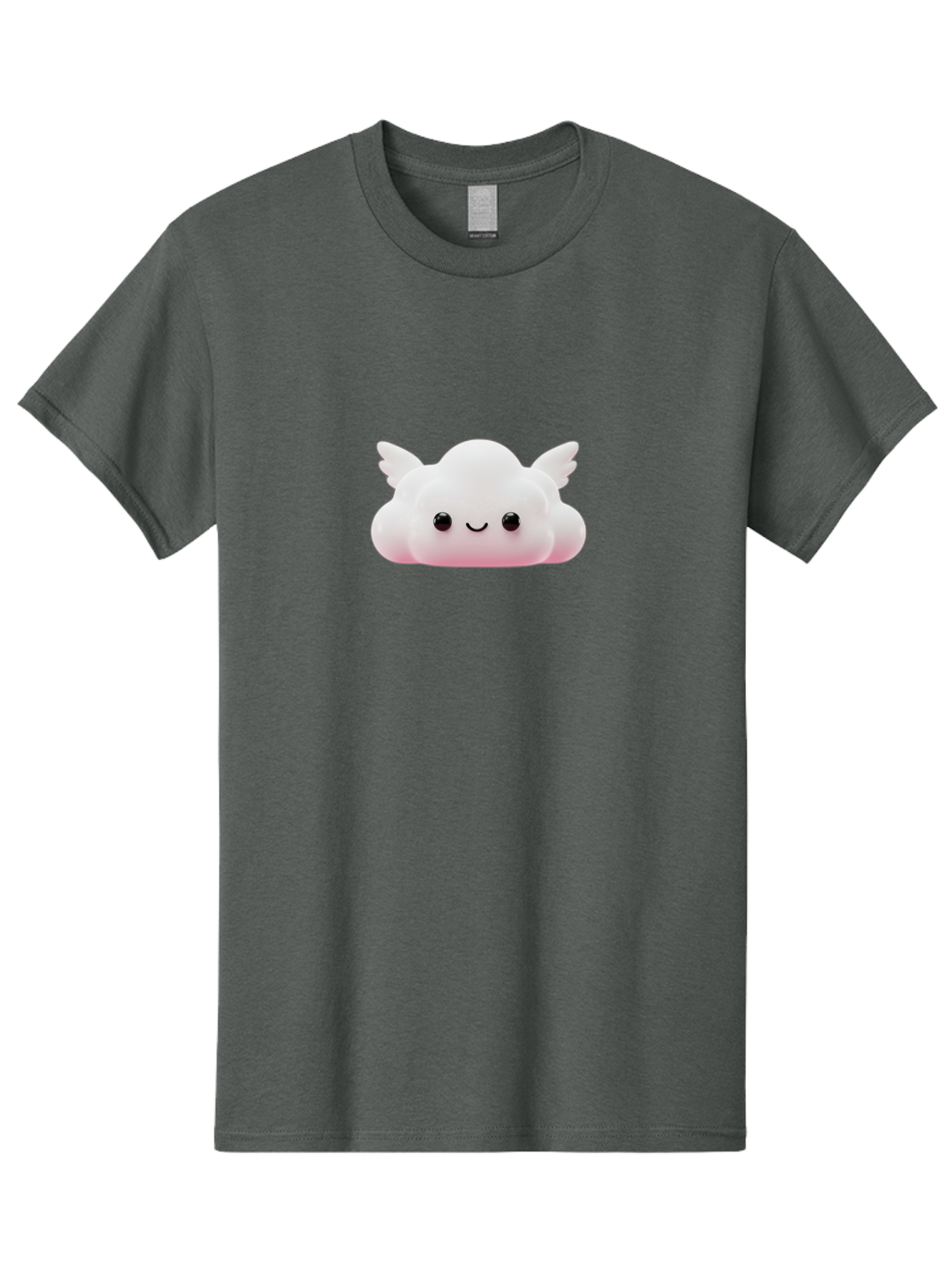 Smiling-Cloud Men'S Graphic Tee, 100% Cotton, Comfortable Casual Summer Wear, Machine Washable, Cartoon Cloud, Cute Character, Smiling Face, Winged Creature, Fluffy Texture, Soft Pink Hue, Adorable Design, Digital Illustration, Kawaii Art Bae765