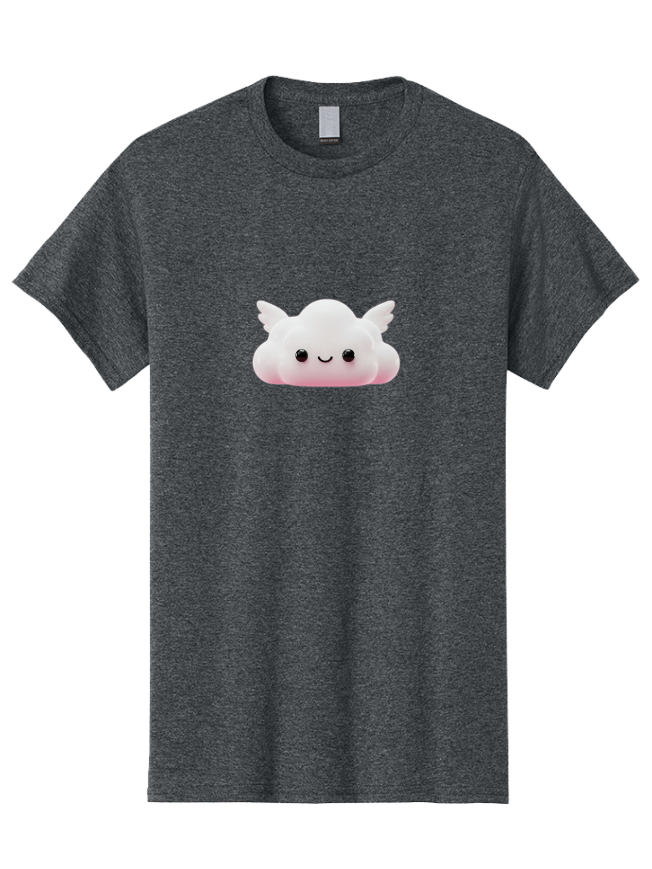 Smiling-Cloud Men'S Graphic Tee, 100% Cotton, Comfortable Casual Summer Wear, Machine Washable, Cartoon Cloud, Cute Character, Smiling Face, Winged Creature, Fluffy Texture, Soft Pink Hue, Adorable Design, Digital Illustration, Kawaii Art Bae765