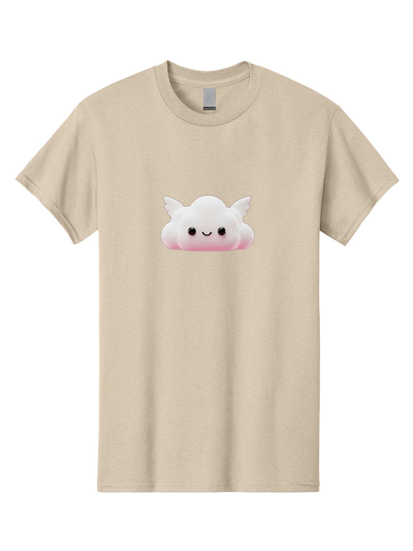 Smiling-Cloud Men'S Graphic Tee, 100% Cotton, Comfortable Casual Summer Wear, Machine Washable, Cartoon Cloud, Cute Character, Smiling Face, Winged Creature, Fluffy Texture, Soft Pink Hue, Adorable Design, Digital Illustration, Kawaii Art Bae765