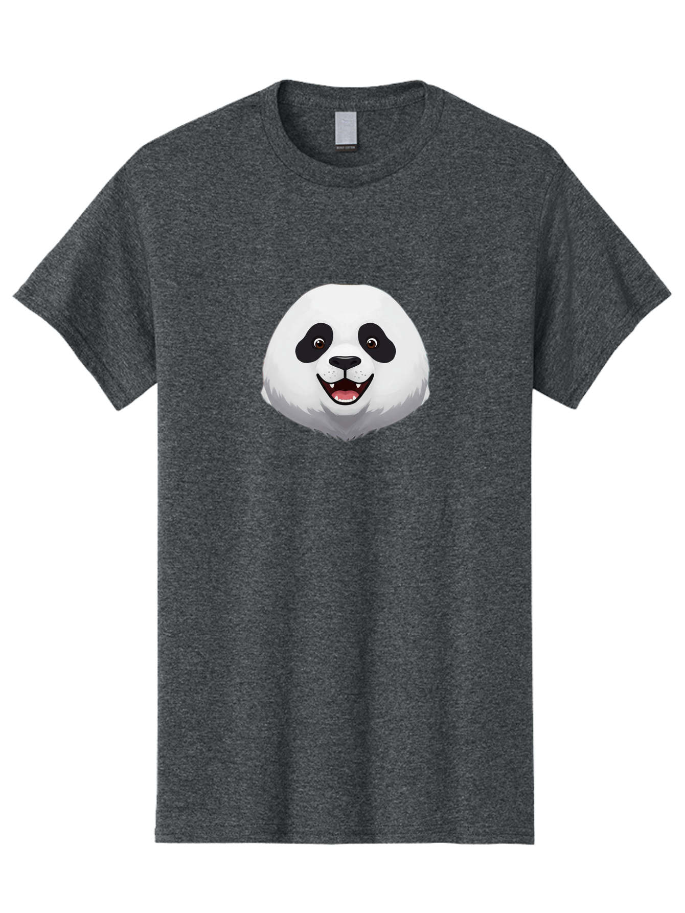 Smiling-Panda-Head Men'S Graphic Tee, 100% Cotton, Comfortable Casual Summer Wear, Machine Washable, Cartoon Panda, Happy Face, Black And White Fur, Cute Animal, Playful Expression, Smiling Panda, Cartoon Character Bae766