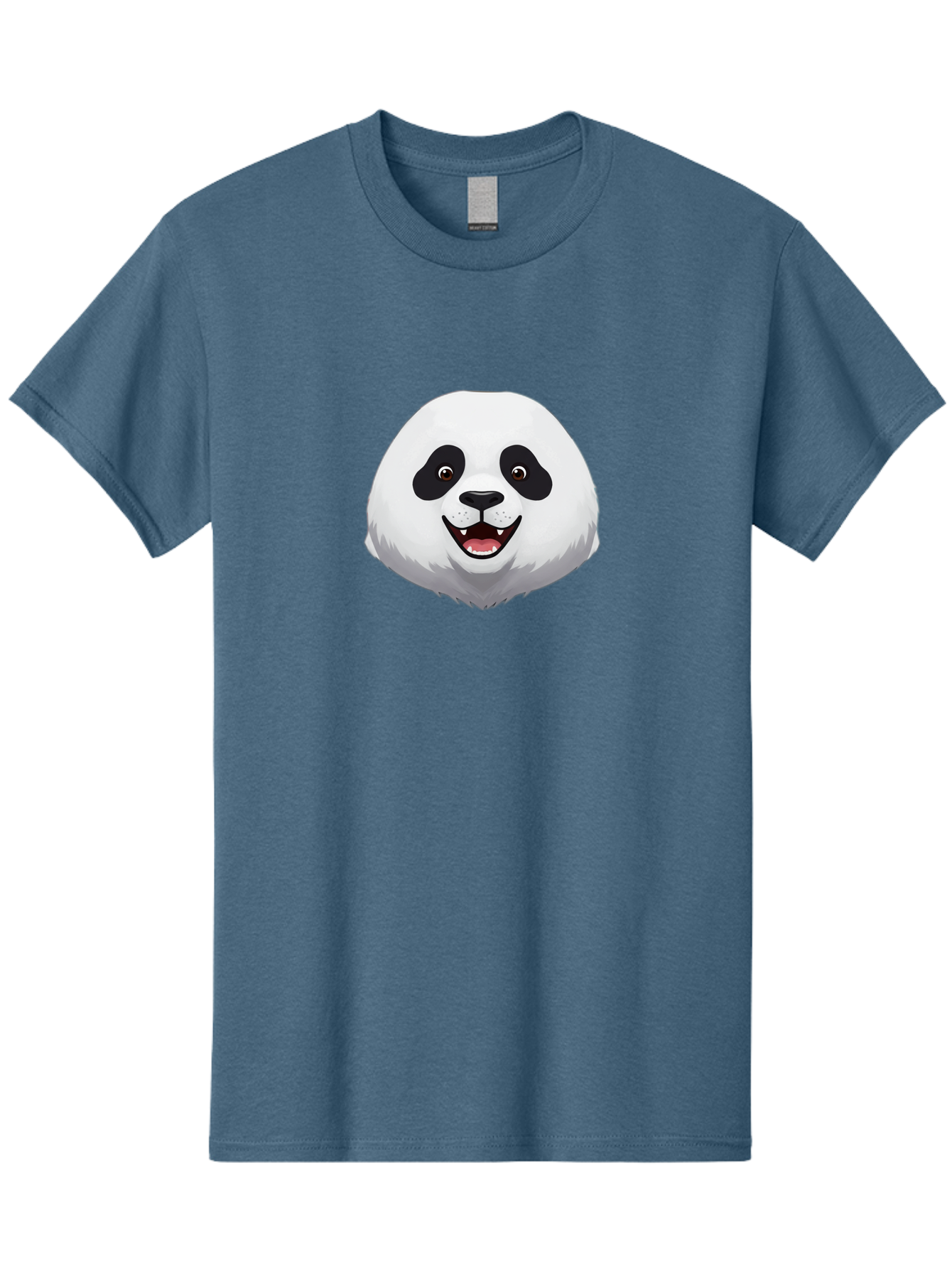 Smiling-Panda-Head Men'S Graphic Tee, 100% Cotton, Comfortable Casual Summer Wear, Machine Washable, Cartoon Panda, Happy Face, Black And White Fur, Cute Animal, Playful Expression, Smiling Panda, Cartoon Character Bae766