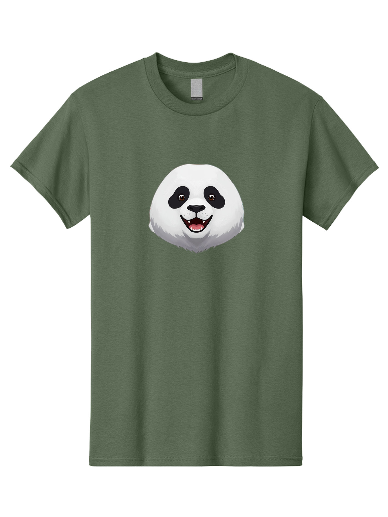 Smiling-Panda-Head Men'S Graphic Tee, 100% Cotton, Comfortable Casual Summer Wear, Machine Washable, Cartoon Panda, Happy Face, Black And White Fur, Cute Animal, Playful Expression, Smiling Panda, Cartoon Character Bae766