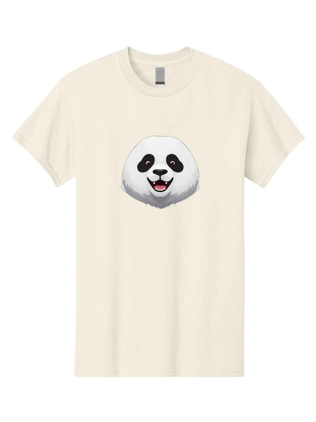 Smiling-Panda-Head Men'S Graphic Tee, 100% Cotton, Comfortable Casual Summer Wear, Machine Washable, Cartoon Panda, Happy Face, Black And White Fur, Cute Animal, Playful Expression, Smiling Panda, Cartoon Character Bae766