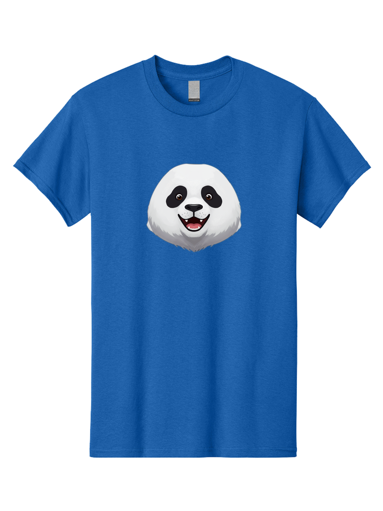 Smiling-Panda-Head Men'S Graphic Tee, 100% Cotton, Comfortable Casual Summer Wear, Machine Washable, Cartoon Panda, Happy Face, Black And White Fur, Cute Animal, Playful Expression, Smiling Panda, Cartoon Character Bae766