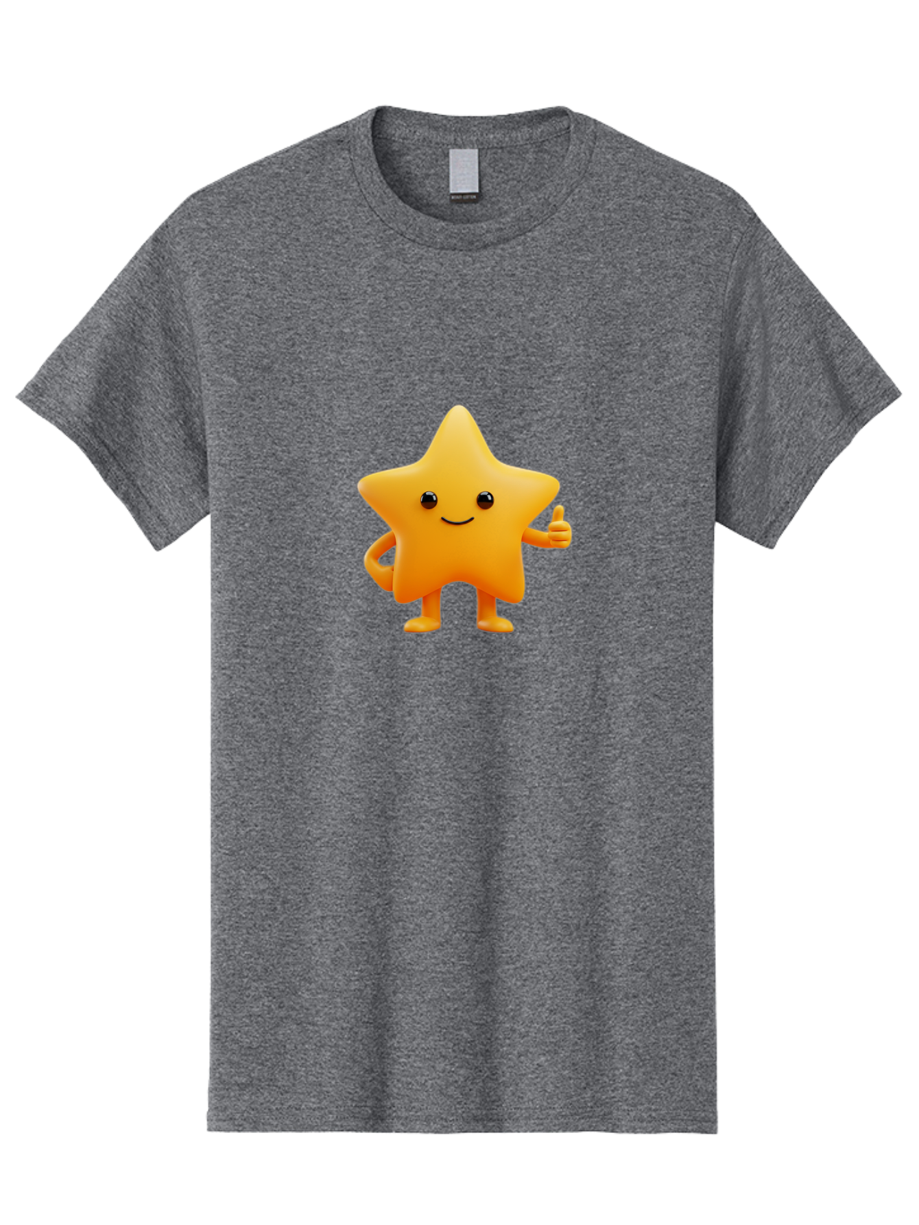 Smiling-Star-1 Men'S Graphic Tee, 100% Cotton, Comfortable Casual Summer Wear, Machine Washable, Cartoon Star, Yellow Star, Smiling Face, Thumbs Up, Happy Character, Friendly Star, Cute Design, 3D Illustration, Positive Vibe, Good Vibes Only Bae767